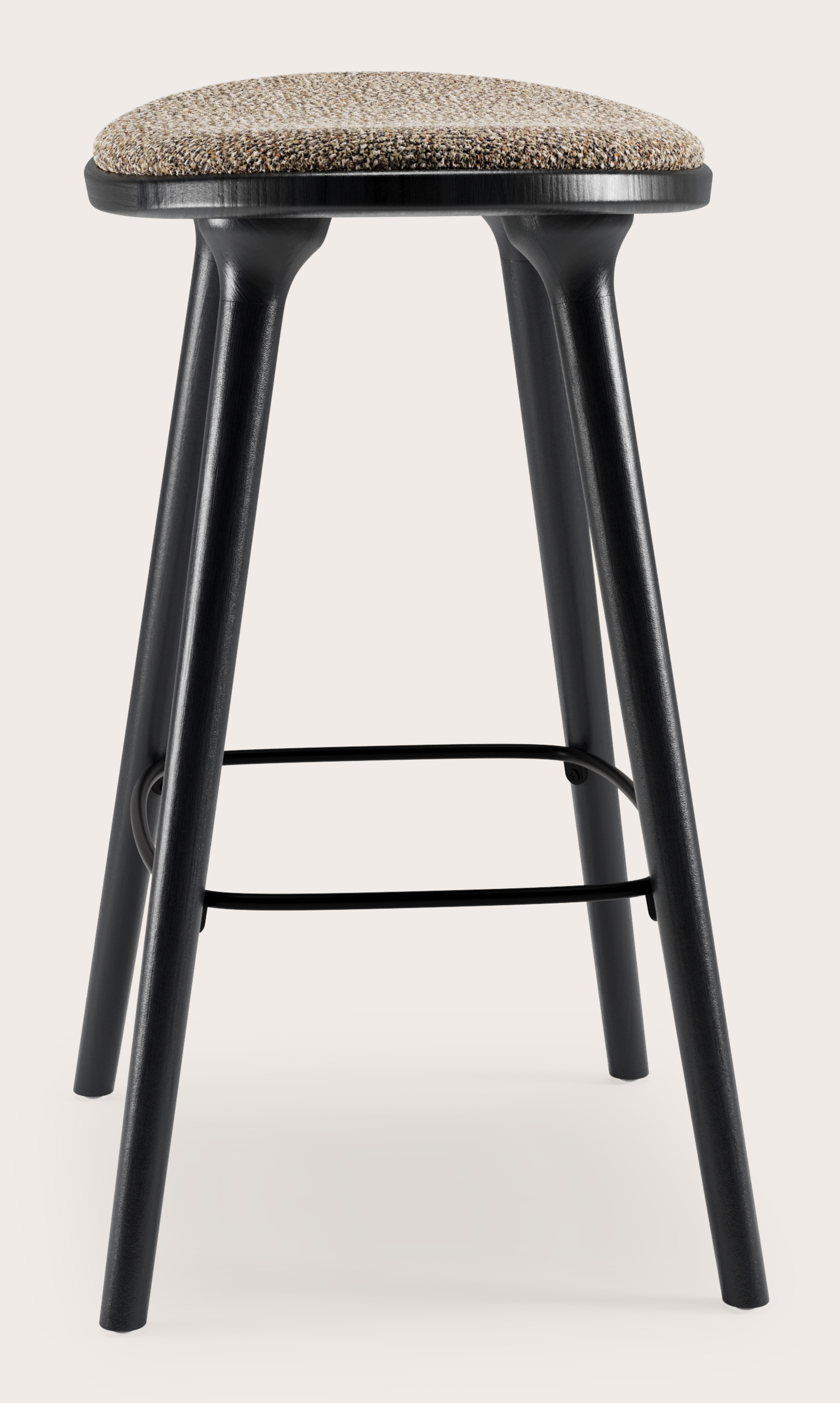 Tabouret de bar basse Olbia en chêne noir massif avec assise en Fresco tissu Wenge