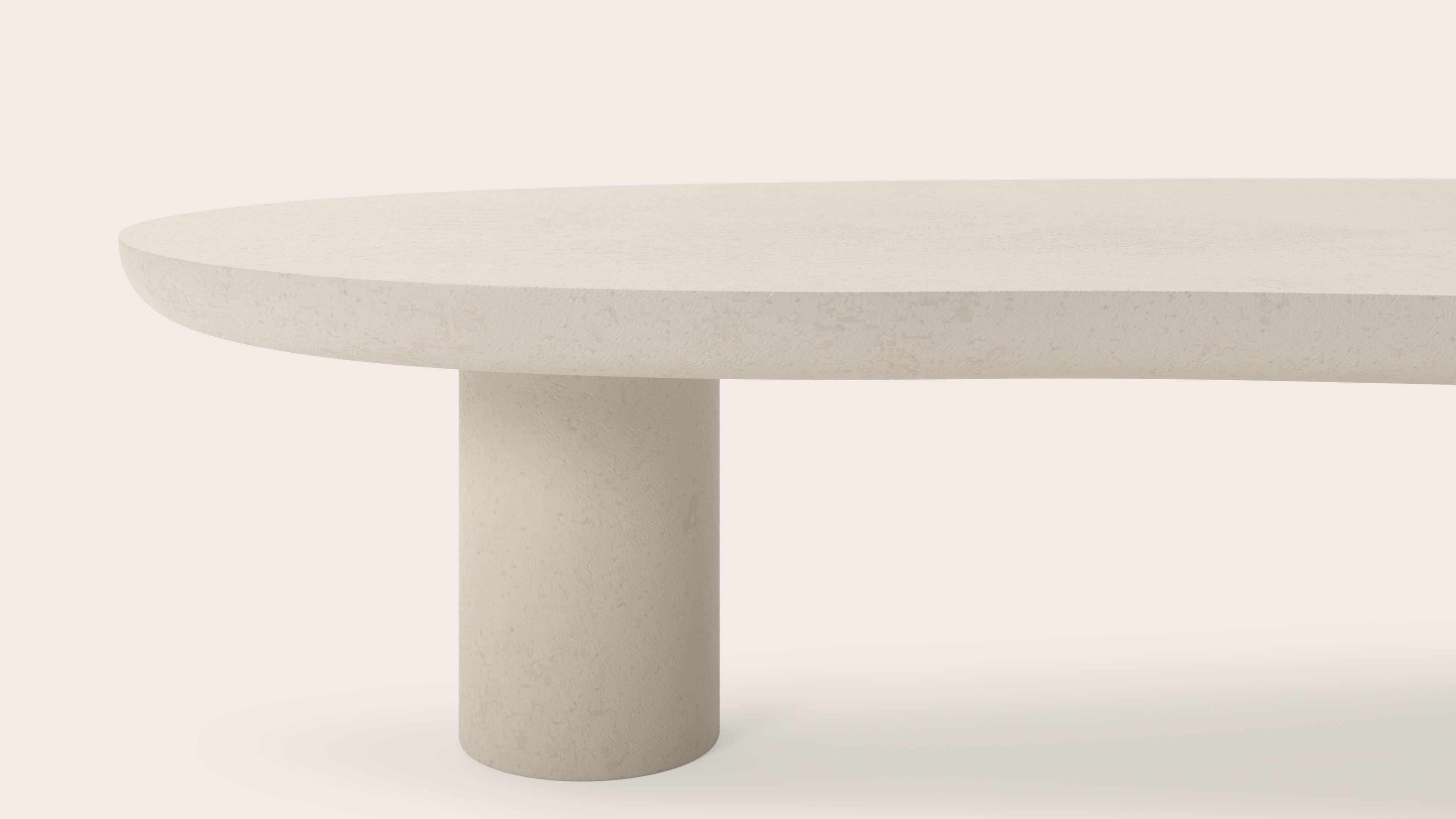 Salontafel Amato XSmall Rondo onderstel met blobvormig Amato blad in Claylime in kleur Ecru 113 x 56 x 24 cm