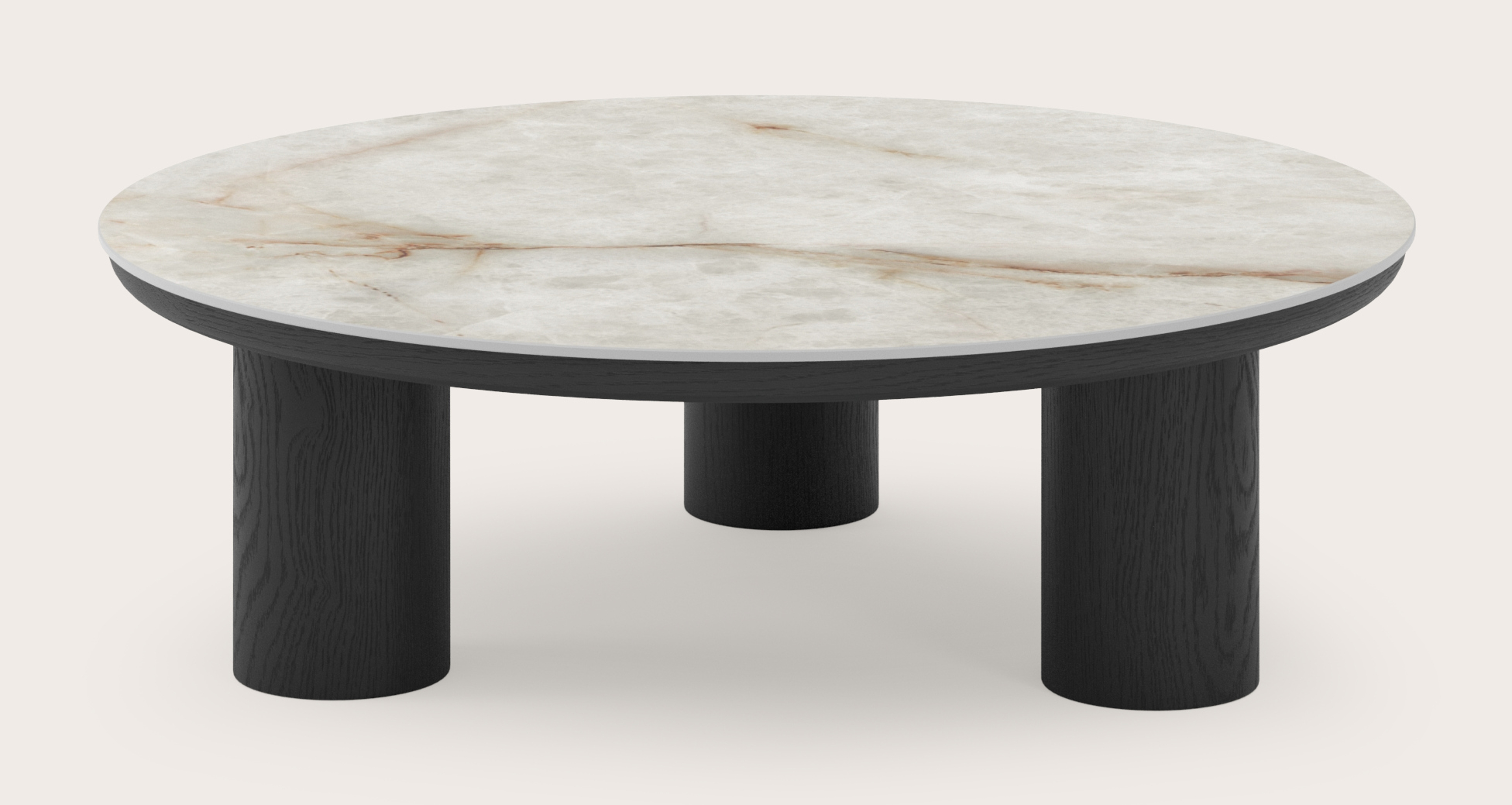 Table basse Amato Rondo XSmall armature avec plateau Ceramo rond en céramique en couleur Himalaya Ø 75 x 24 cm
