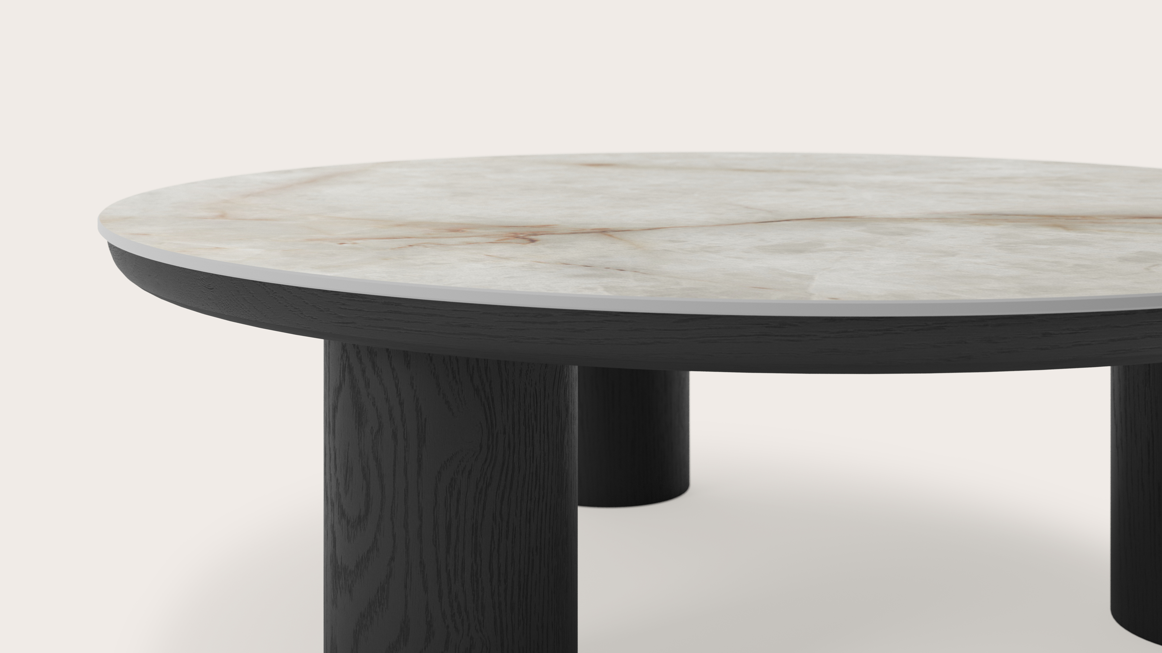 Table basse Amato Rondo XSmall armature avec plateau Ceramo rond en céramique en couleur Himalaya Ø 75 x 24 cm