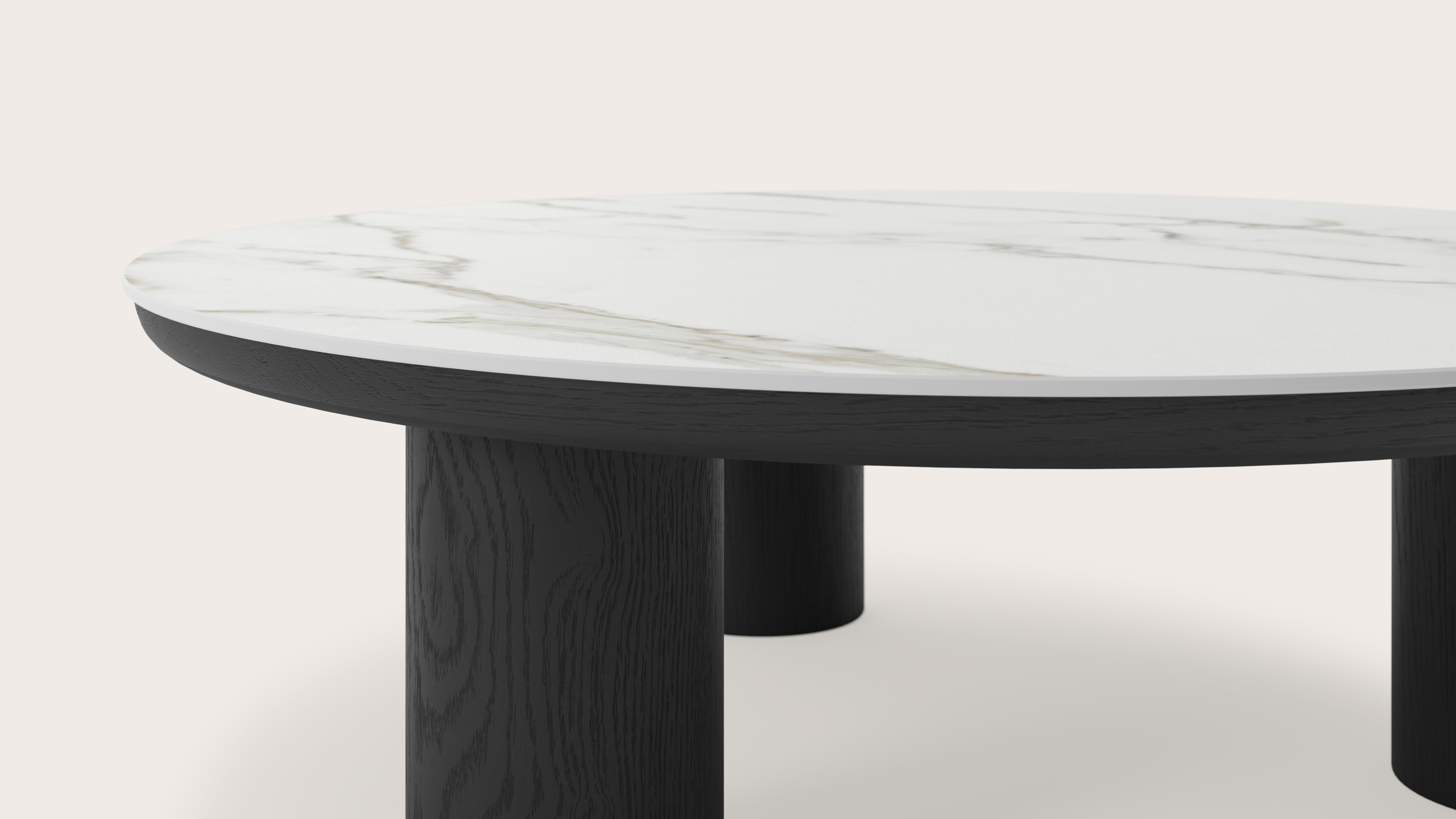 Table basse Amato Rondo XSmall armature avec plateau Ceramo rond en céramique en couleur Calacatta Ø 75 x 24 cm