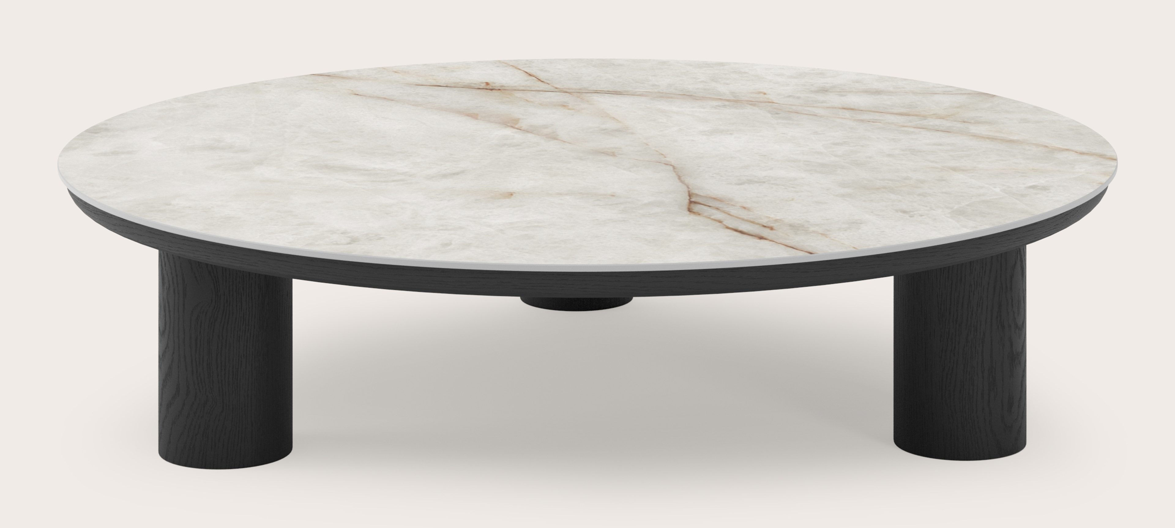 Table basse Amato Rondo XSmall armature avec plateau Ceramo rond en céramique en couleur Himalaya Ø 100 x 24 cm