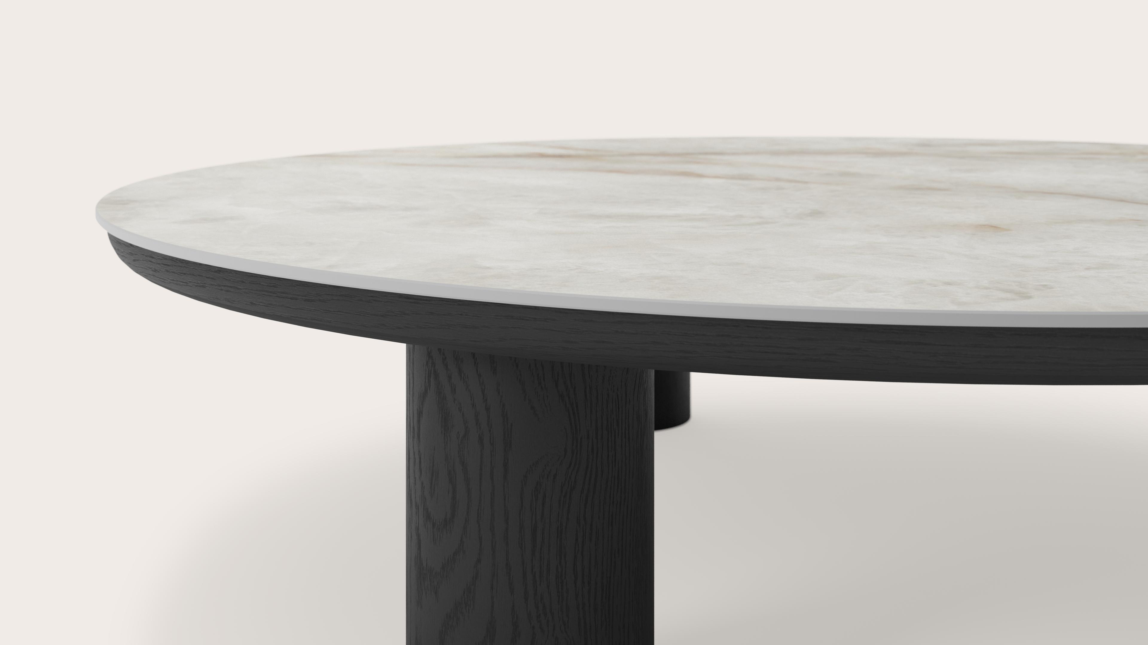 Table basse Amato Rondo XSmall armature avec plateau Ceramo rond en céramique en couleur Himalaya Ø 100 x 24 cm