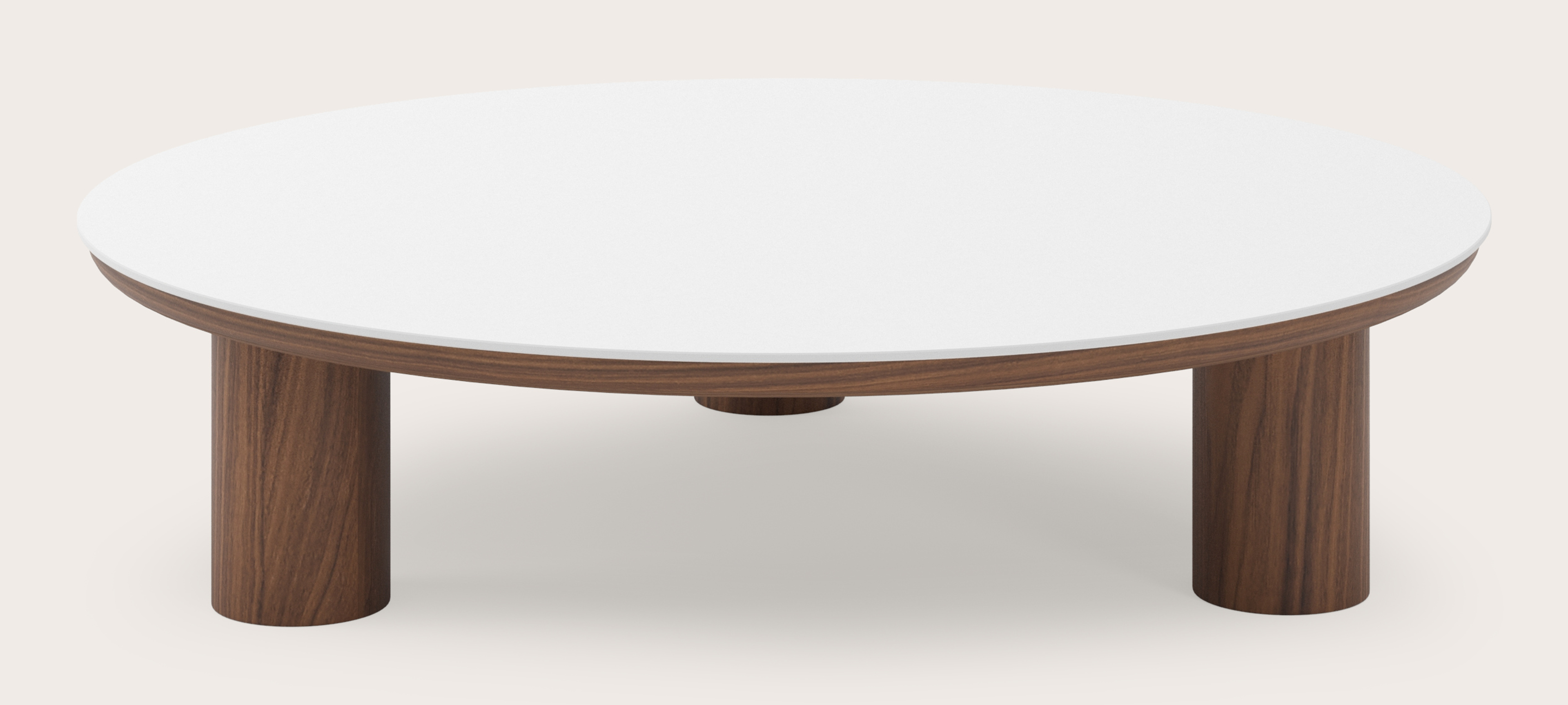 Salontafel Amato Rondo XSmall onderstel met rond volkeramisch Ceramo blad in kleur Arctic White Ø 100 x 24 cm