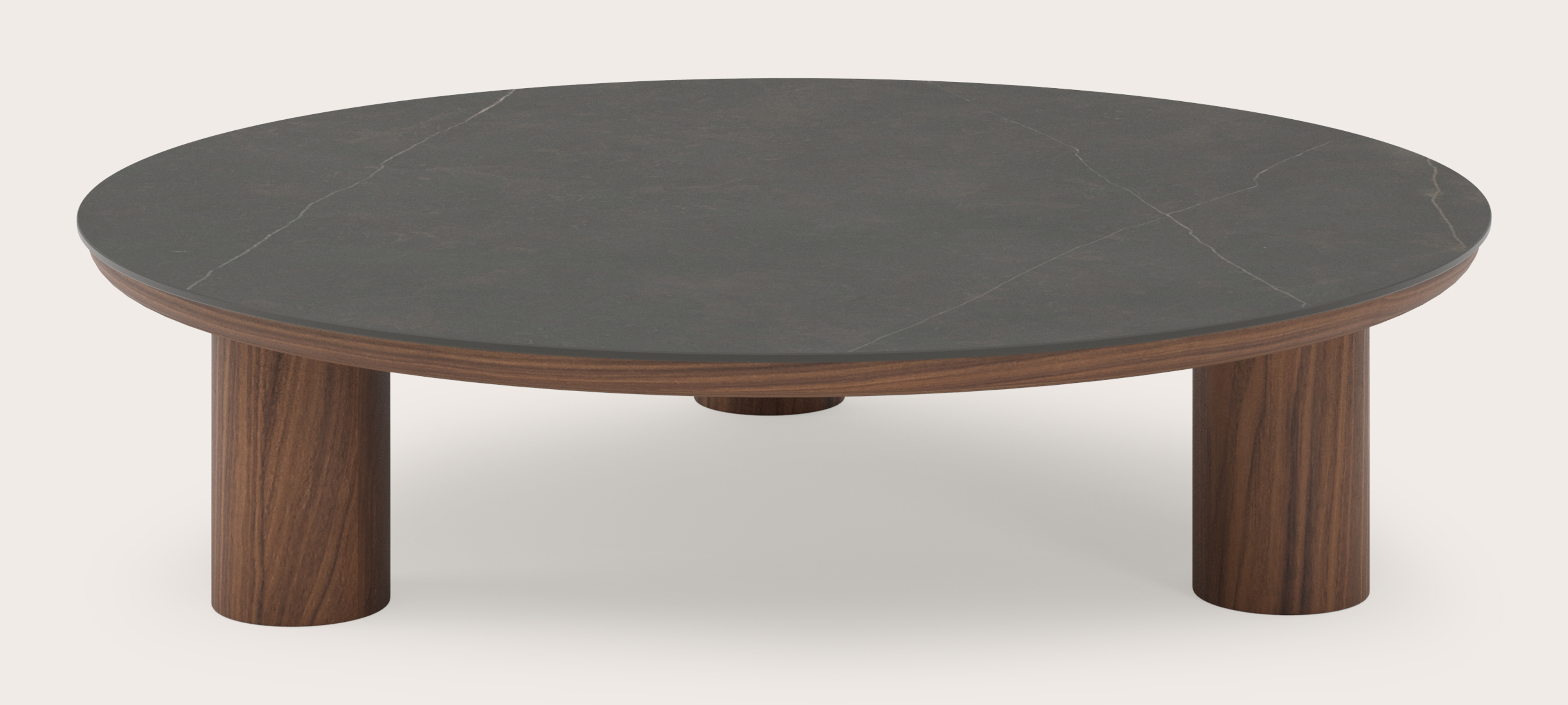 Table basse Amato Rondo XSmall armature avec plateau Ceramo rond en céramique en couleur Calatorao Ø 100 x 24 cm