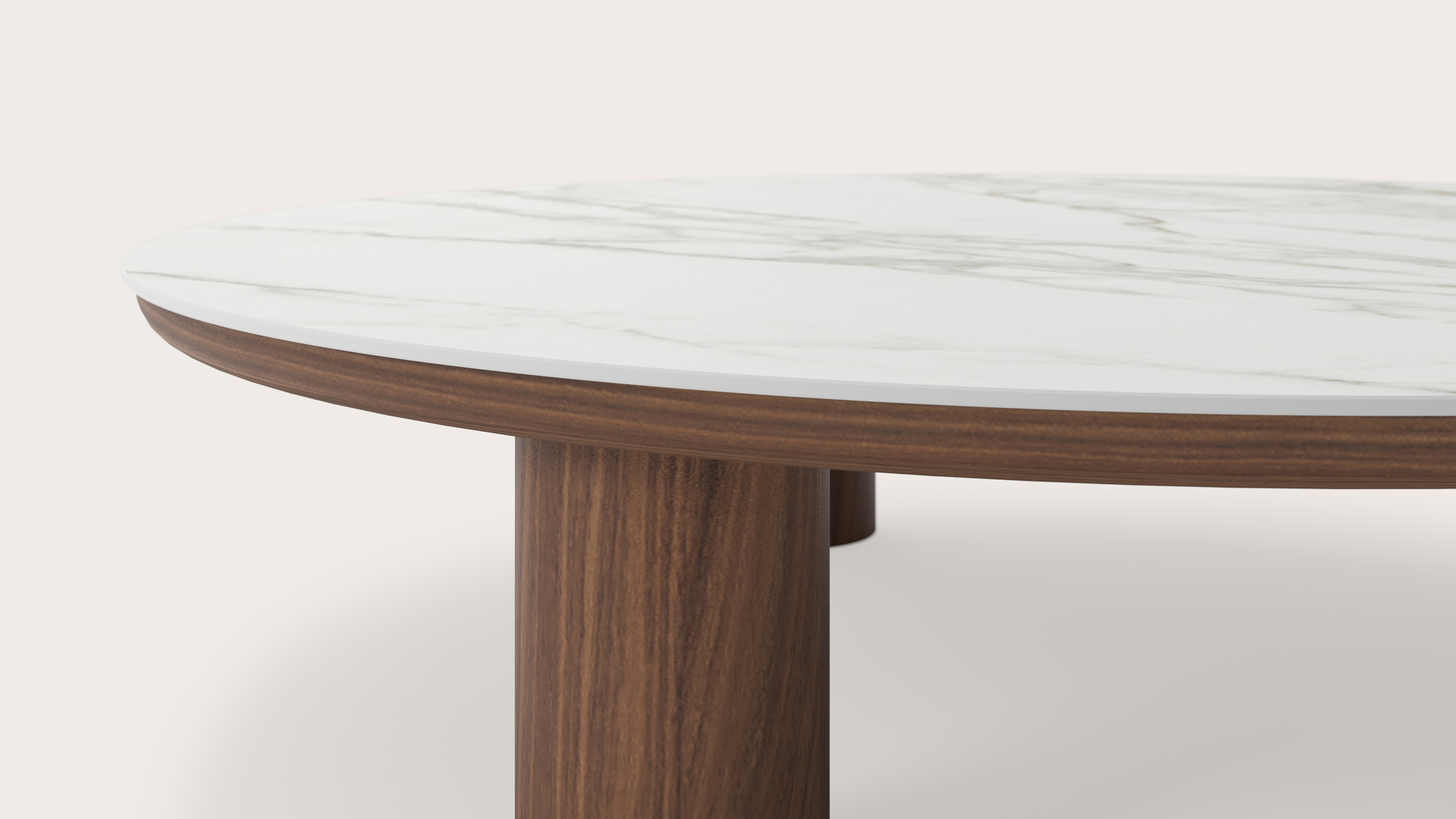 Table basse Amato Rondo XSmall armature avec plateau Ceramo rond en céramique en couleur Calacatta Ø 100 x 24 cm