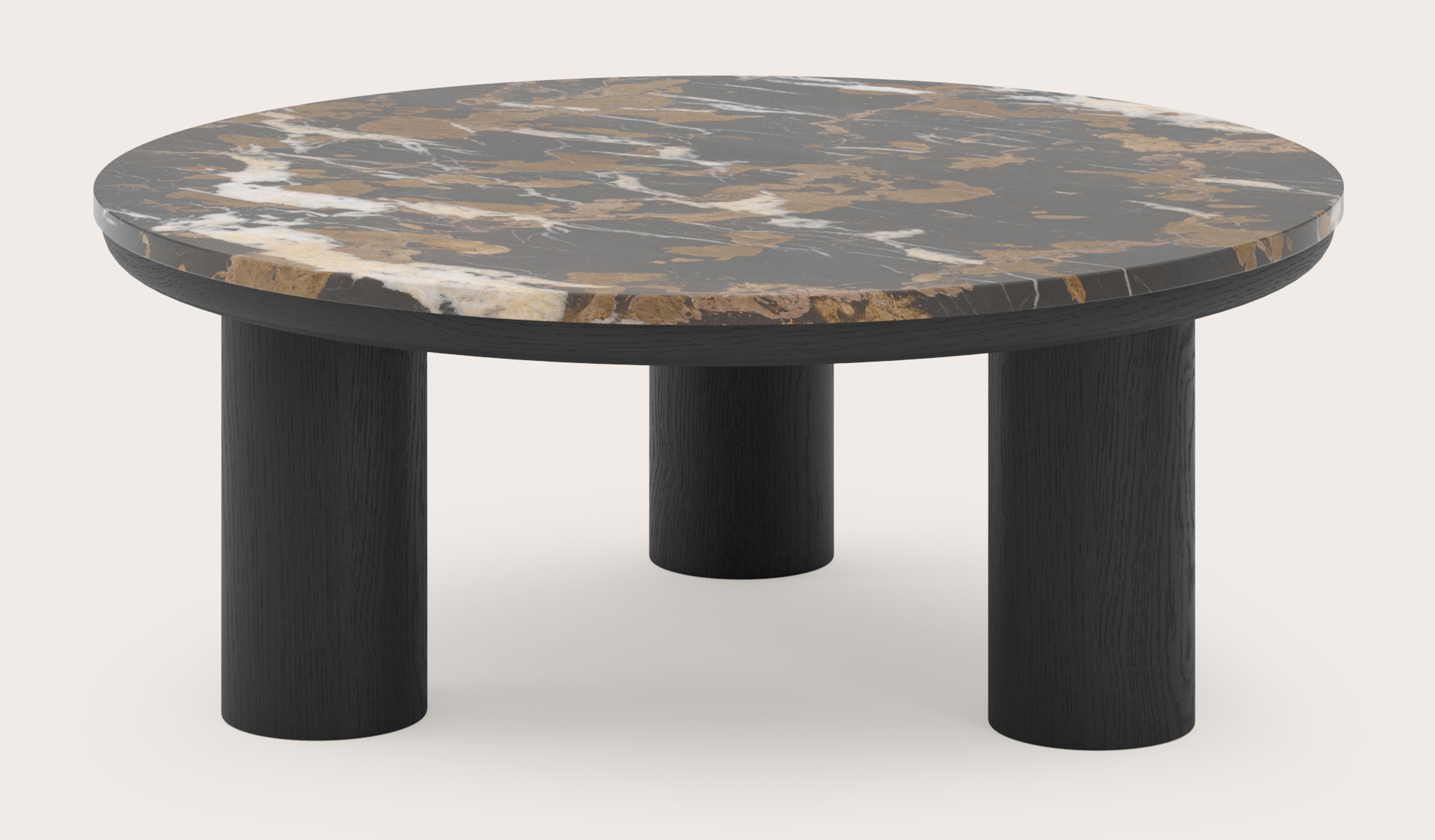 Salontafel Amato Rondo XSmall onderstel met rond Pietro blad in marmer kleur Portoro Brown Ø 75 x 30 cm