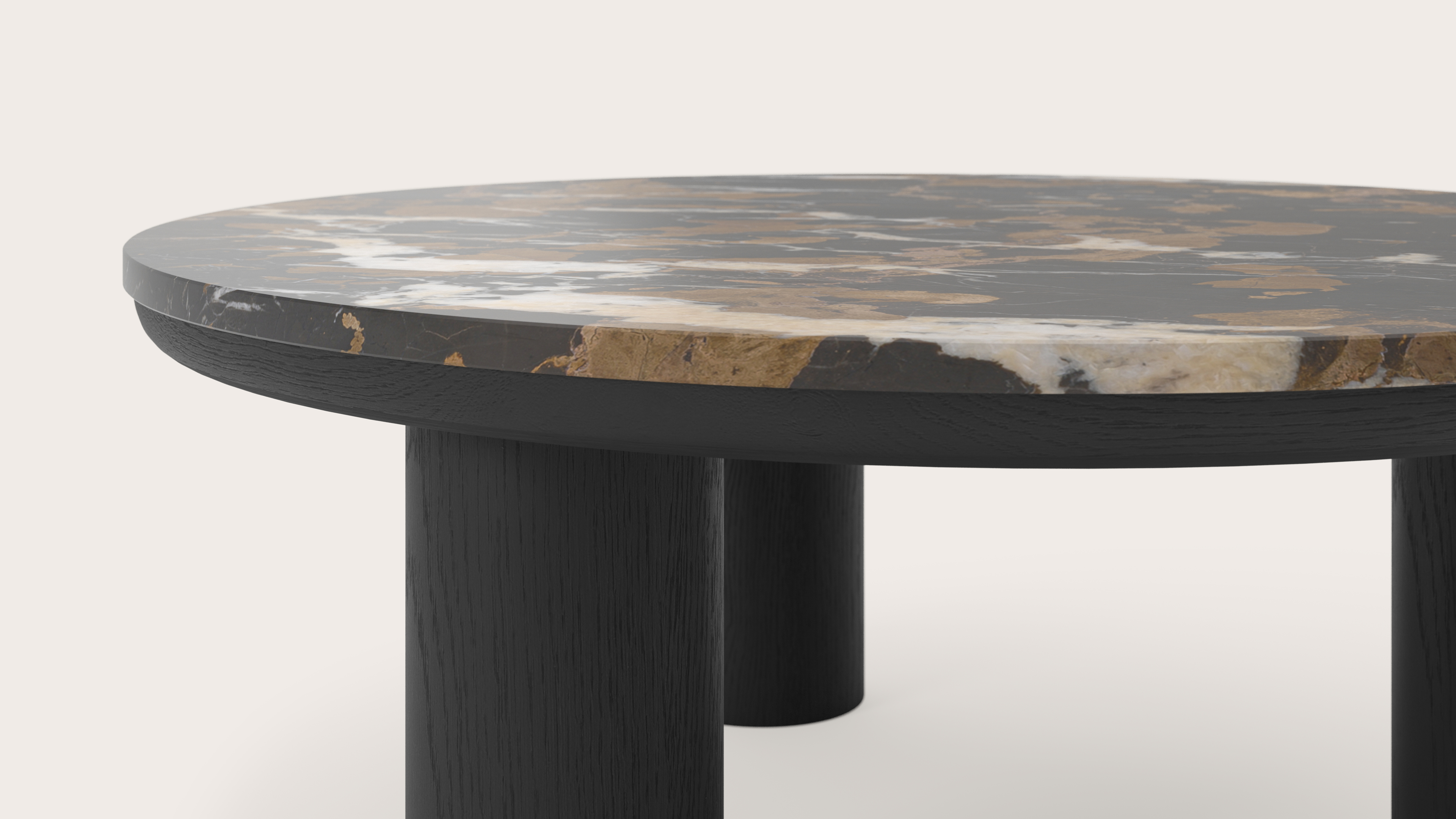 Salontafel Amato Rondo XSmall onderstel met rond Pietro blad in marmer kleur Portoro Brown Ø 75 x 30 cm
