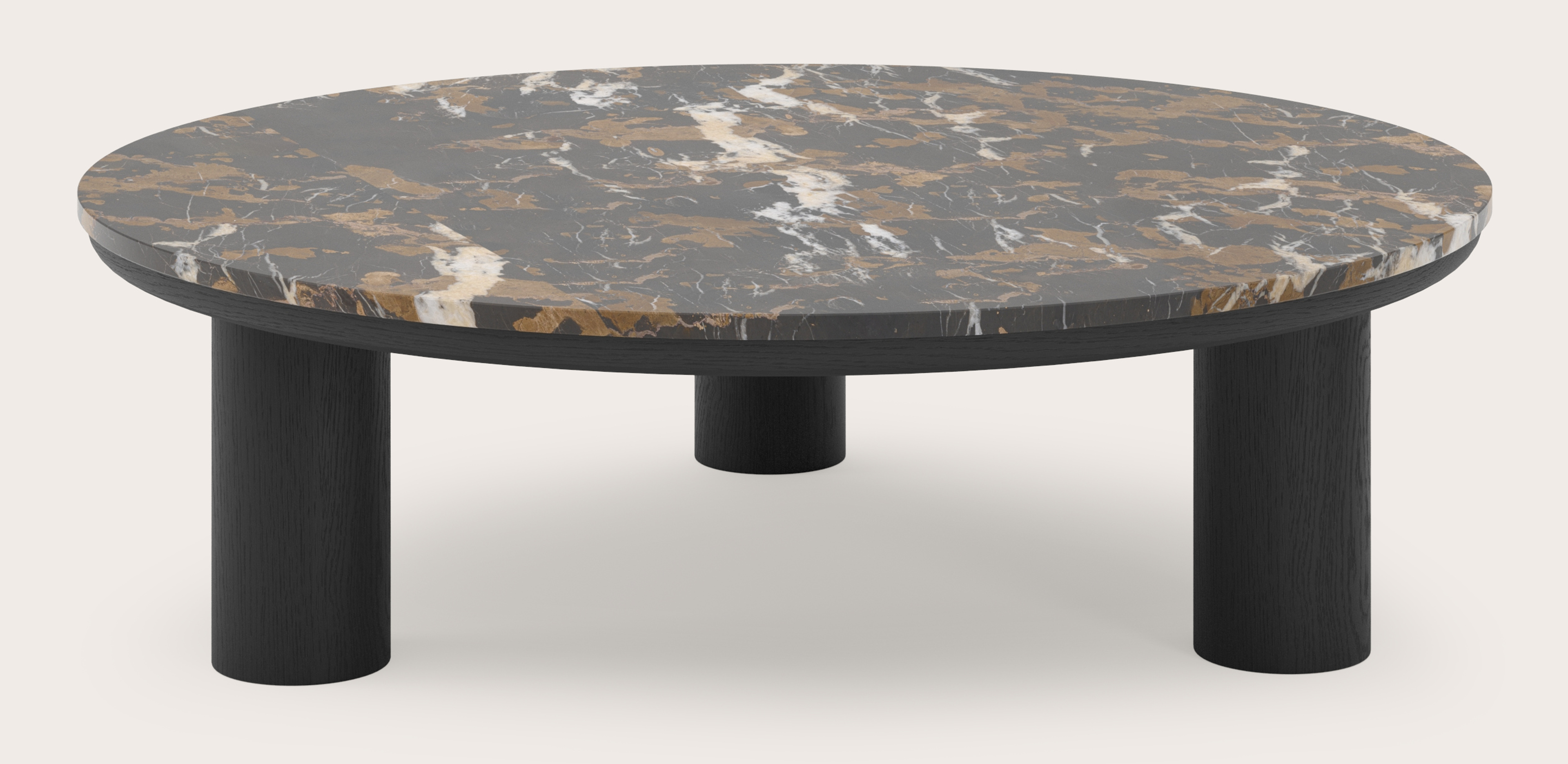 Salontafel Amato Rondo XSmall onderstel met rond Pietro blad in marmer kleur Portoro Brown Ø 100 x 30 cm