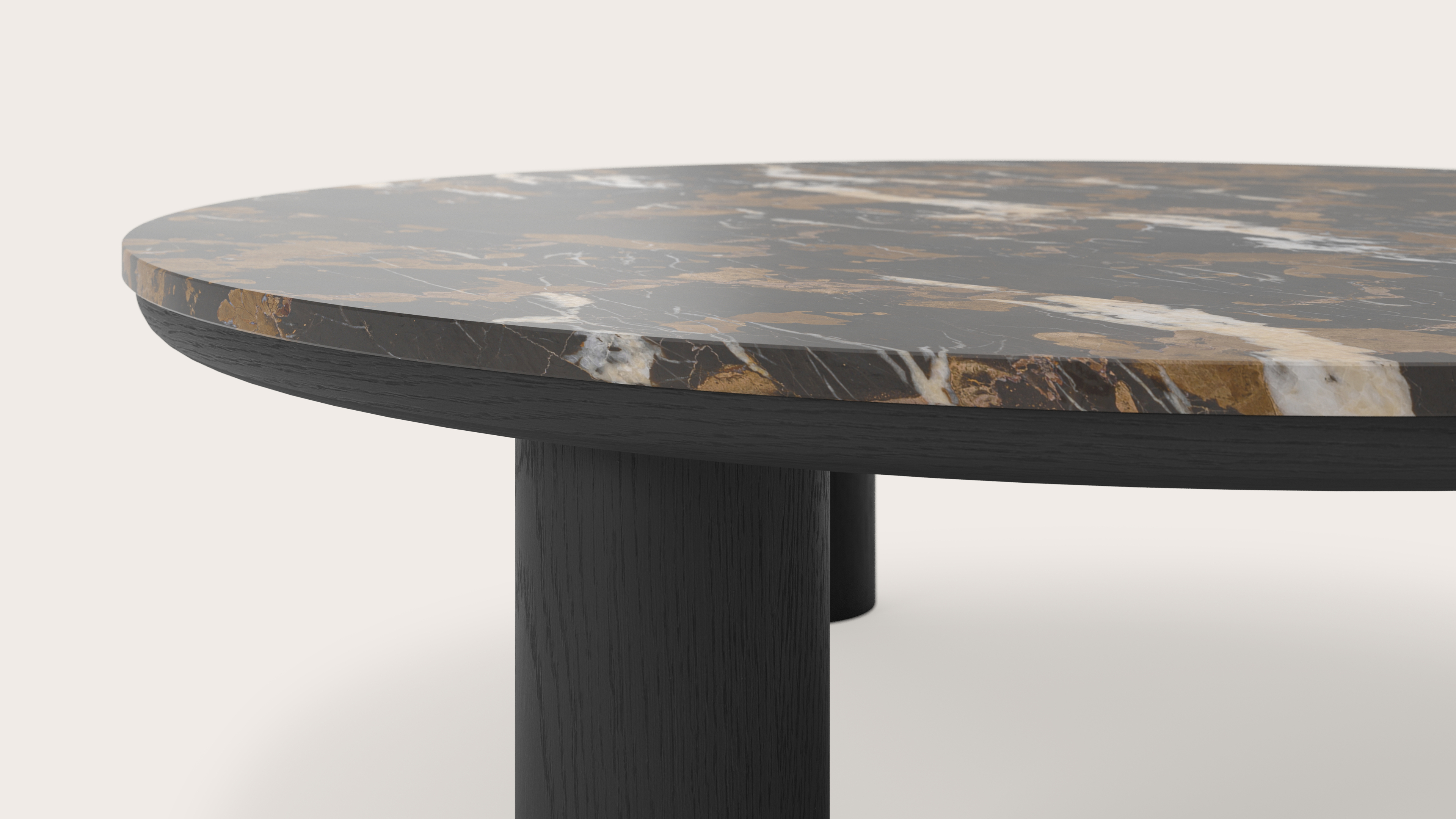 Salontafel Amato Rondo XSmall onderstel met rond Pietro blad in marmer kleur Portoro Brown Ø 100 x 30 cm
