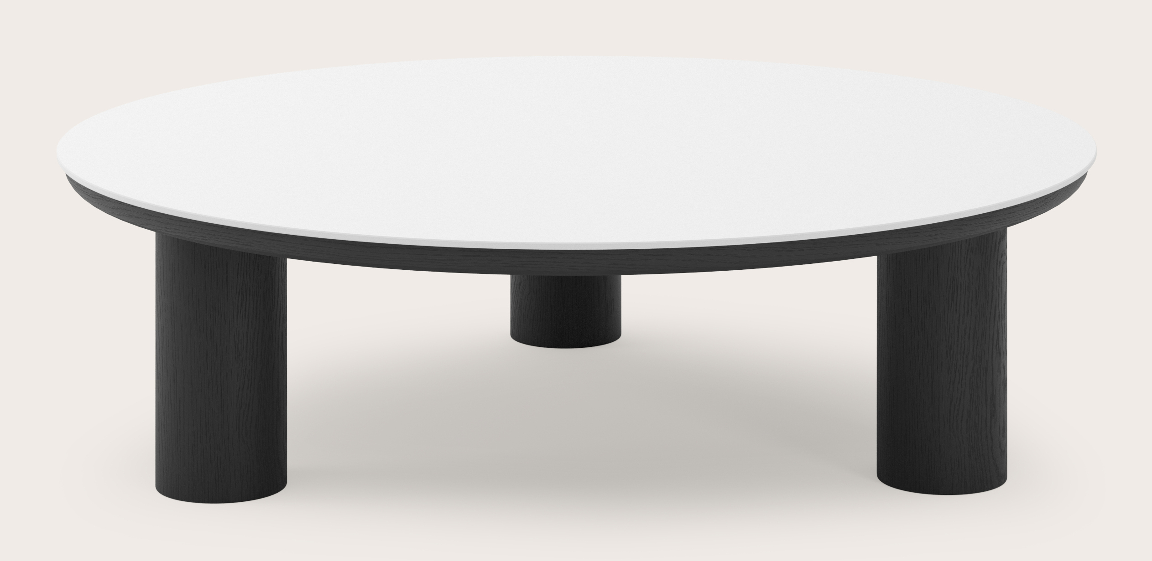 Table basse Amato Rondo XSmall armature avec plateau Ceramo rond en céramique en couleur Arctic White Ø 100 x 29 cm