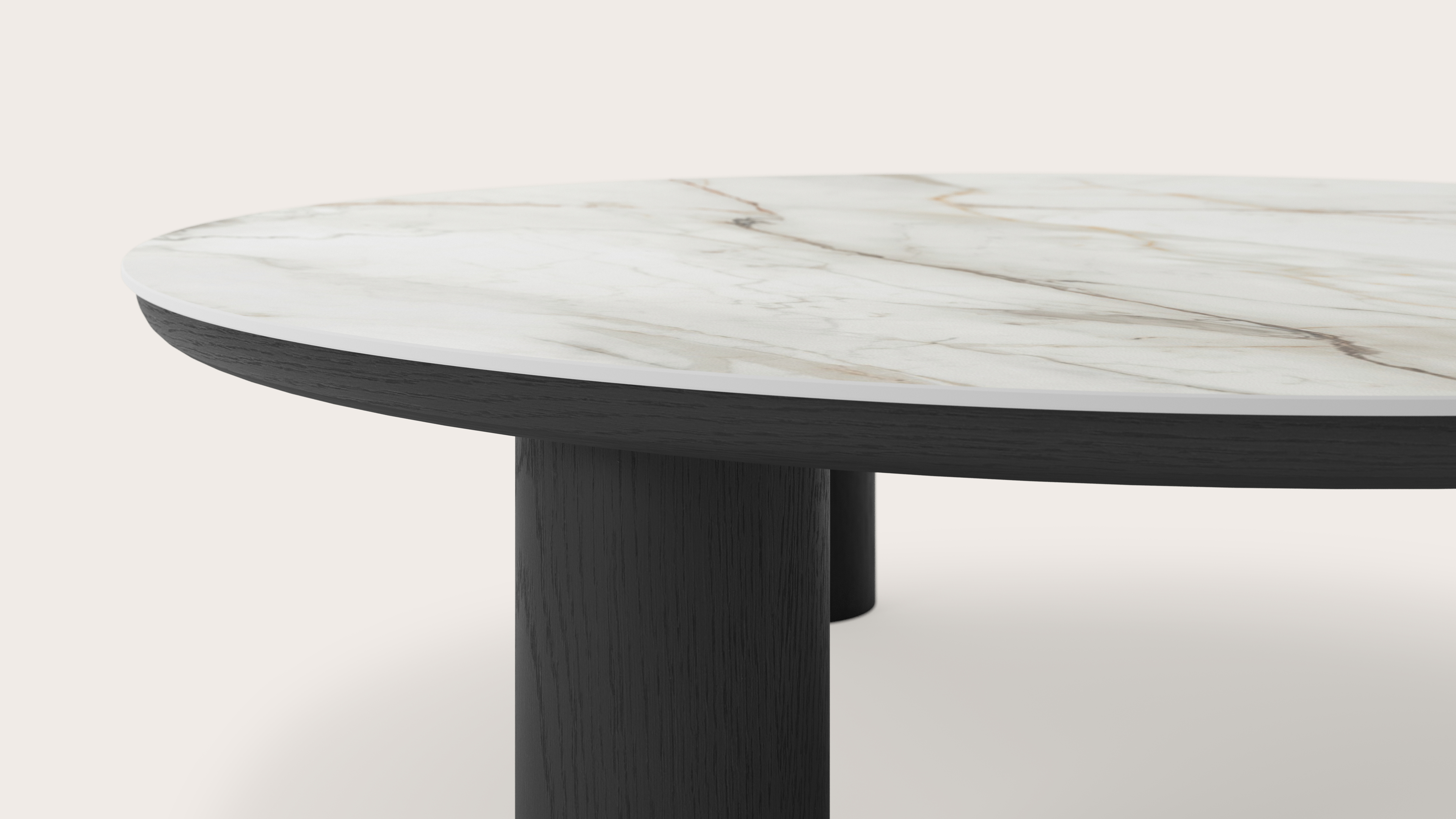 Table basse Amato Rondo XSmall armature avec plateau Ceramo rond en céramique en couleur Calacatta Luxe Ø 100 x 29 cm