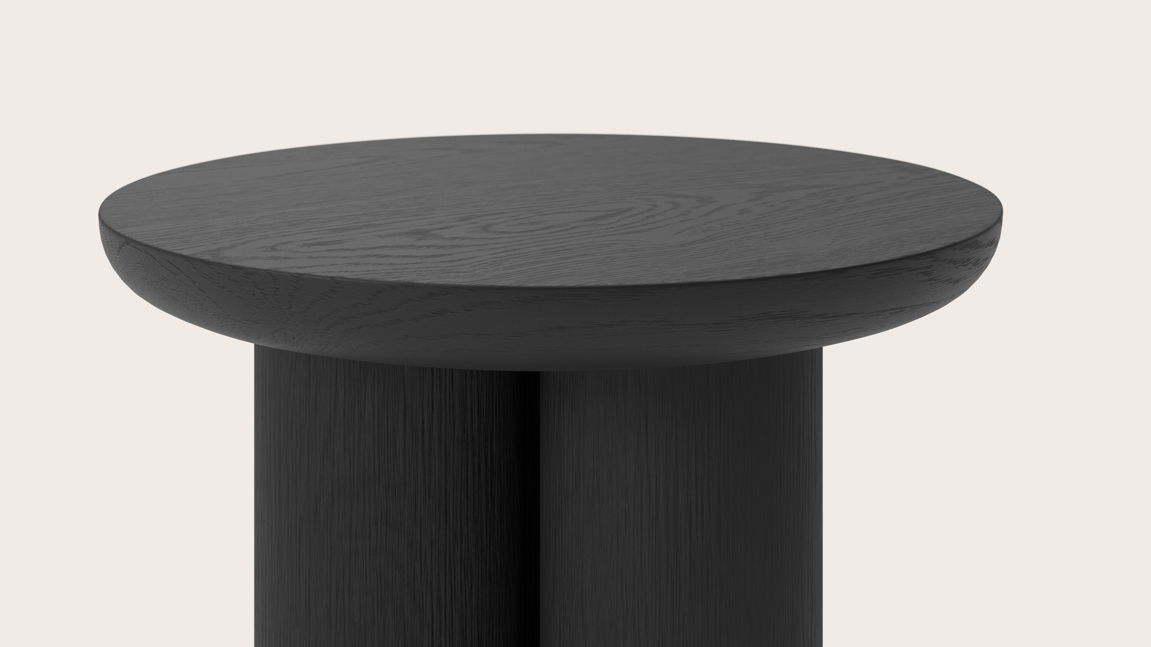 Bijzettafel Amato XSmall Rondo onderstel met rond Amato blad in zwarte eik Ø40 x 34 cm
