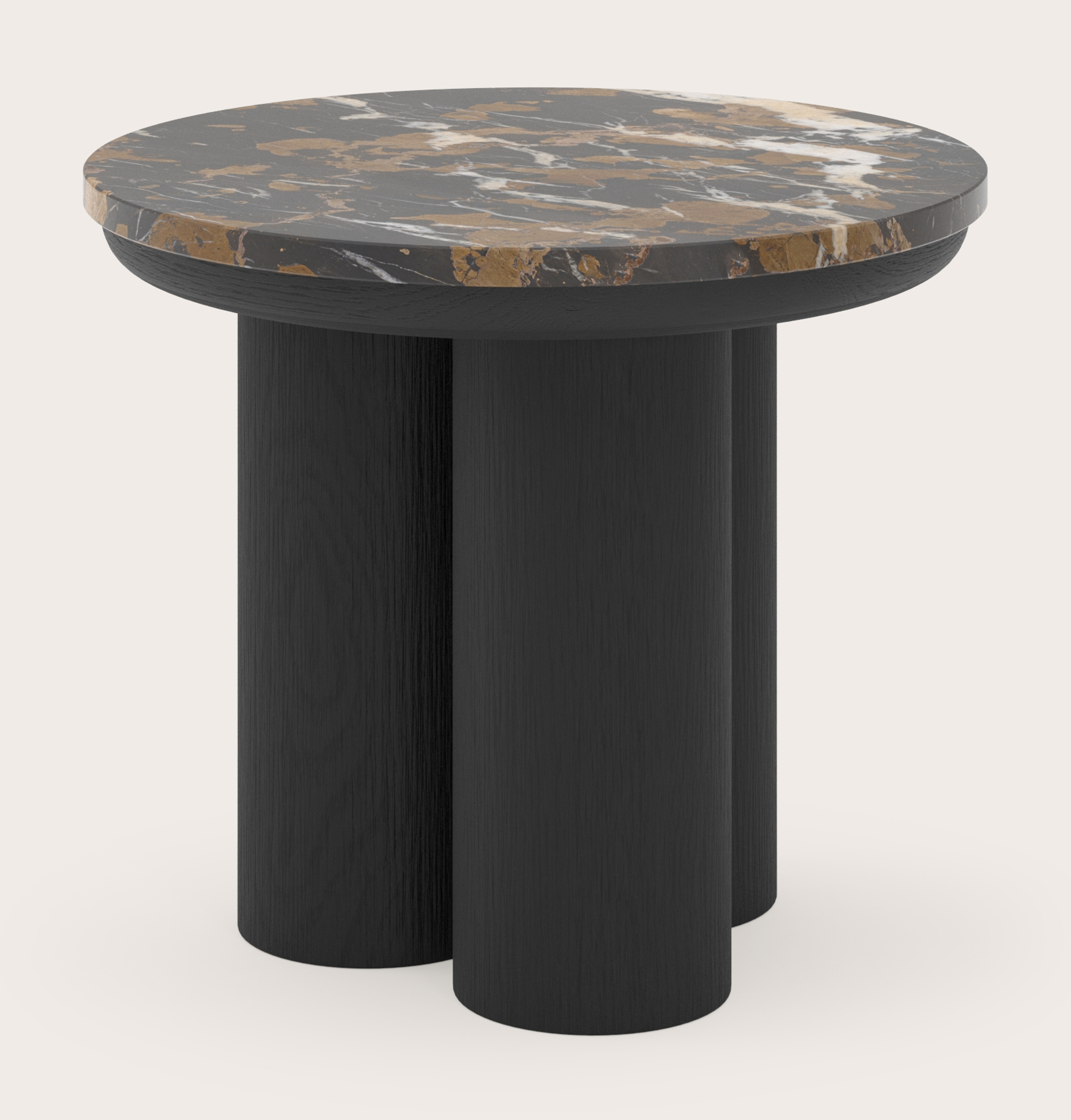 Table d'appoint Amato Rondo XSmall armature avec plateau Pietro rond en marbre en couleur Portoro Brown Ø 40 x 35 cm