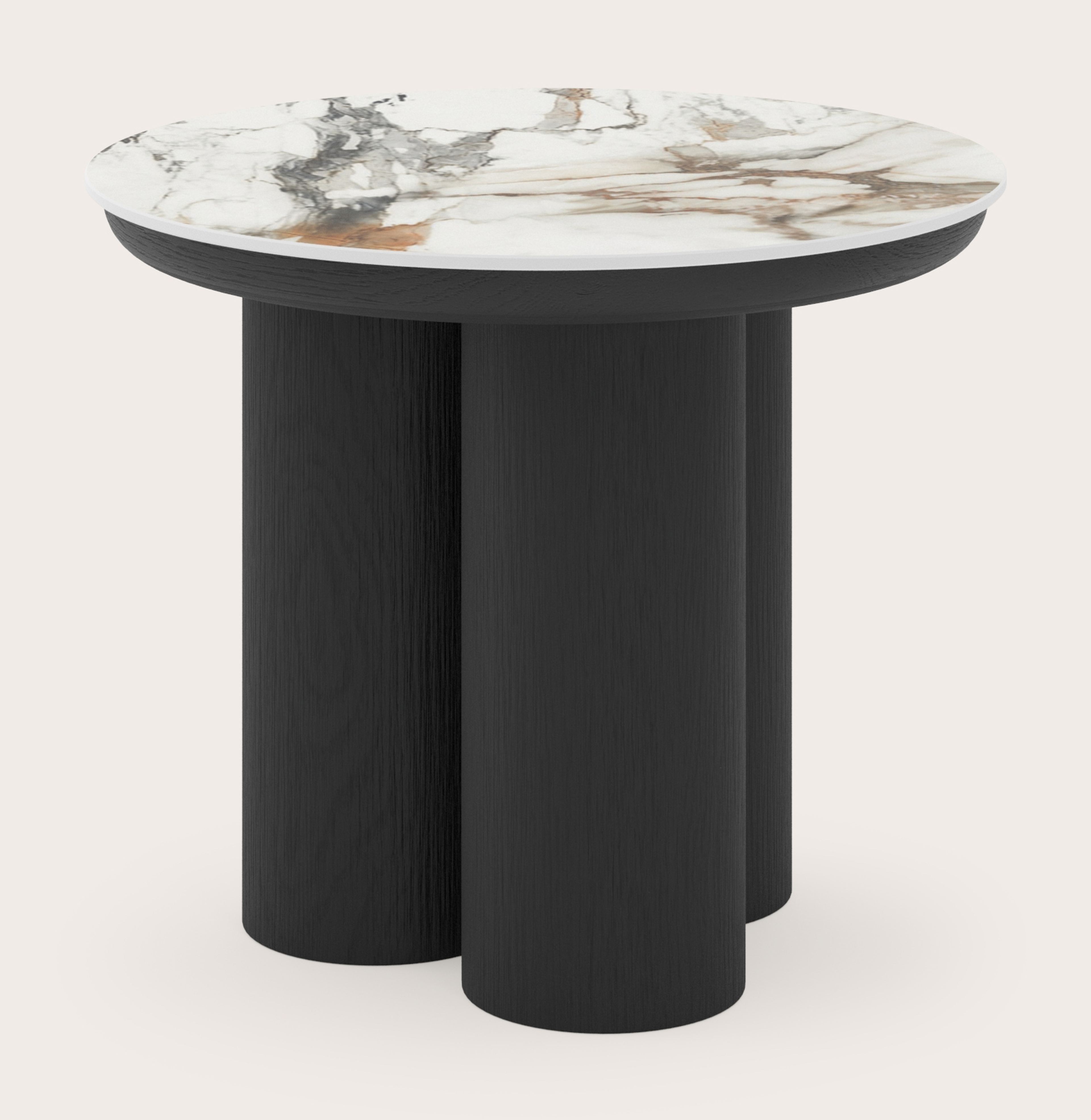 Table d'appoint Amato Rondo XSmall armature avec plateau Ceramo rond en céramique en couleur Calacatta Luxe Ø 40 x 34 cm