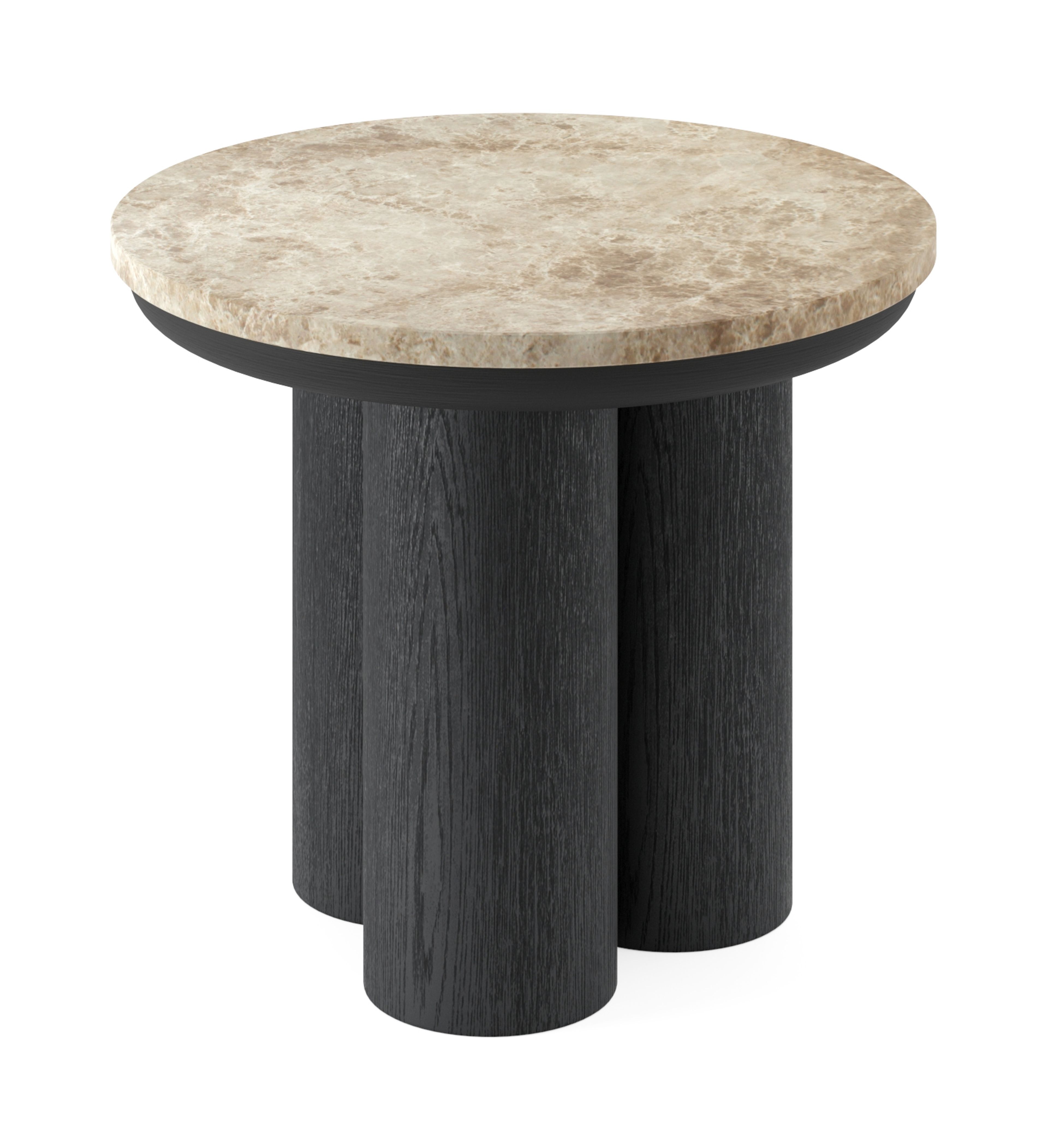 Table d'appoint Amato Rondo XSmall armature avec plateau Pietro rond en marbre en couleur Crystal Light Emperador Ø 40 x 35 cm
