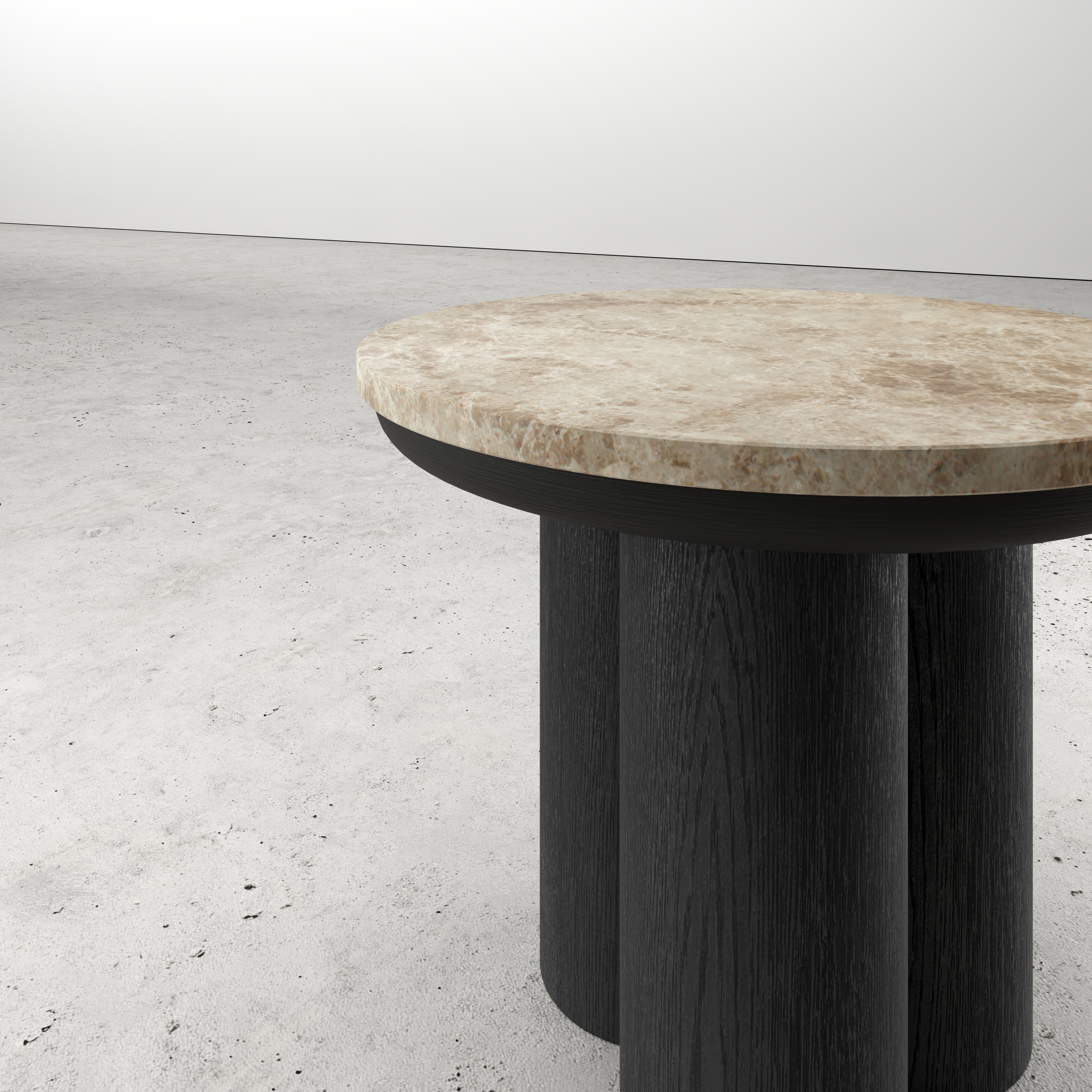 Table d'appoint Amato Rondo XSmall armature avec plateau Pietro rond en marbre en couleur Crystal Light Emperador Ø 40 x 35 cm