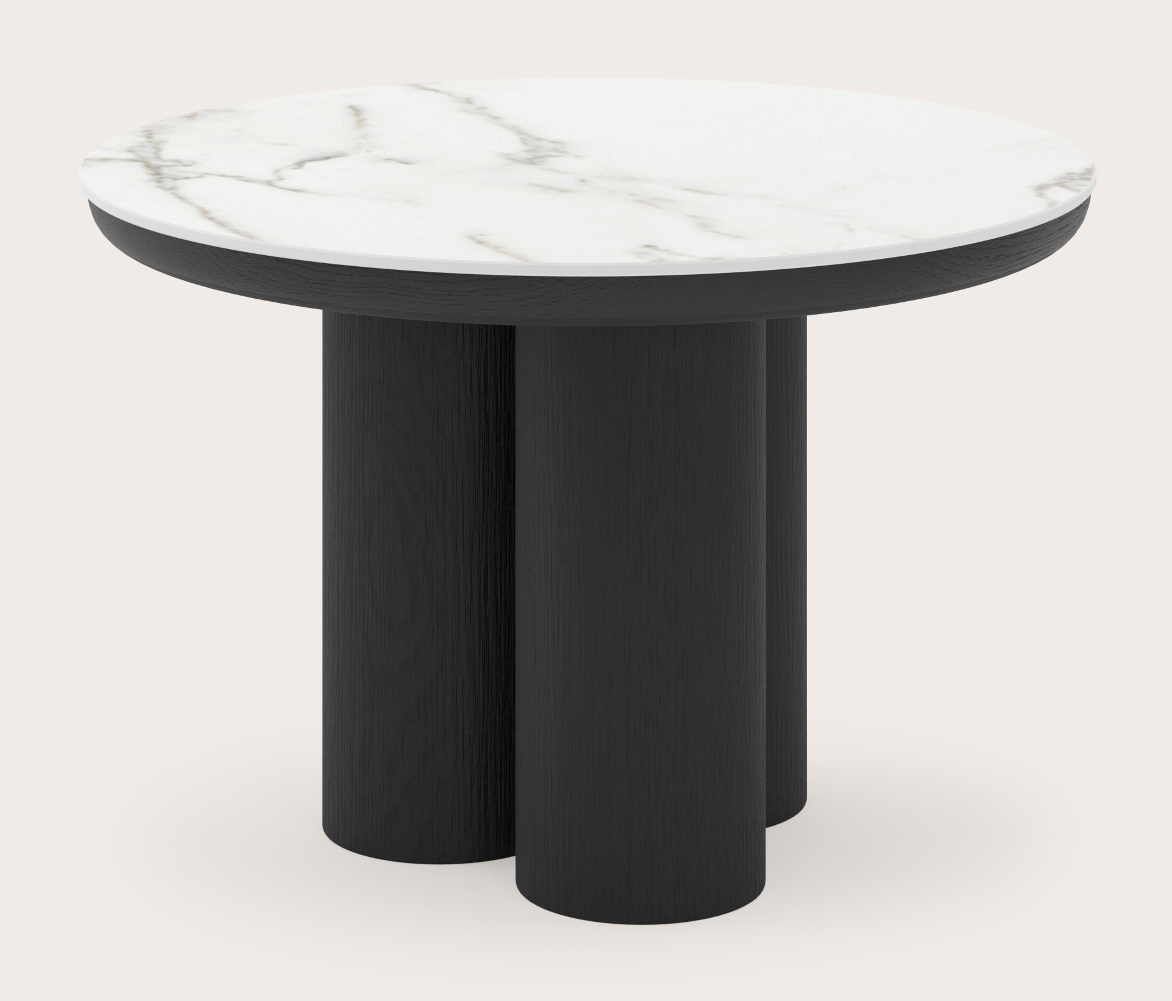 Table d'appoint Amato Rondo XSmall armature avec plateau Ceramo rond en céramique en couleur Calacatta Ø 50 x 34 cm