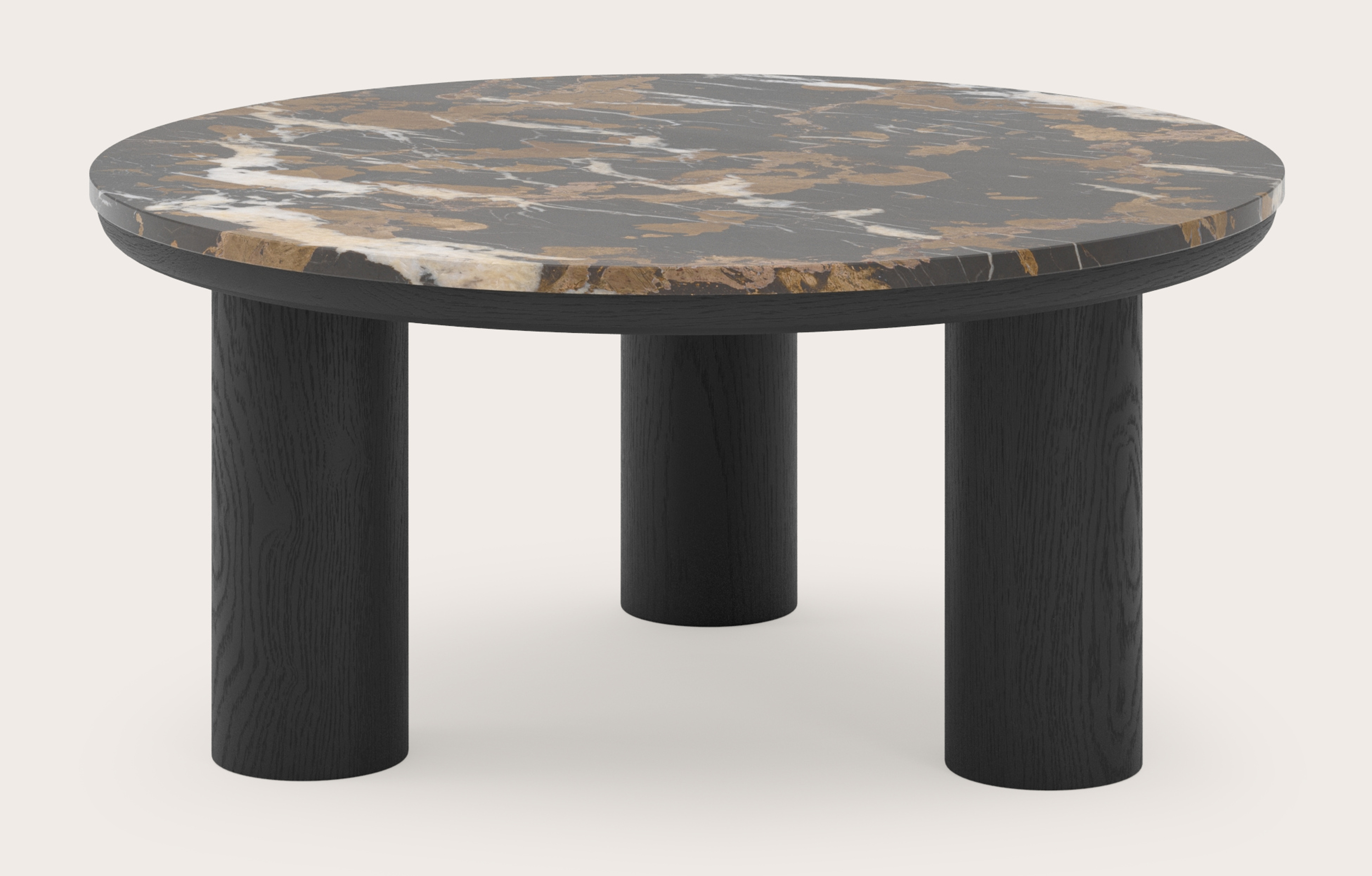 Table basse Amato Rondo XSmall armature avec plateau Pietro rond en marbre en couleur Portoro Brown Ø 75 x 35 cm