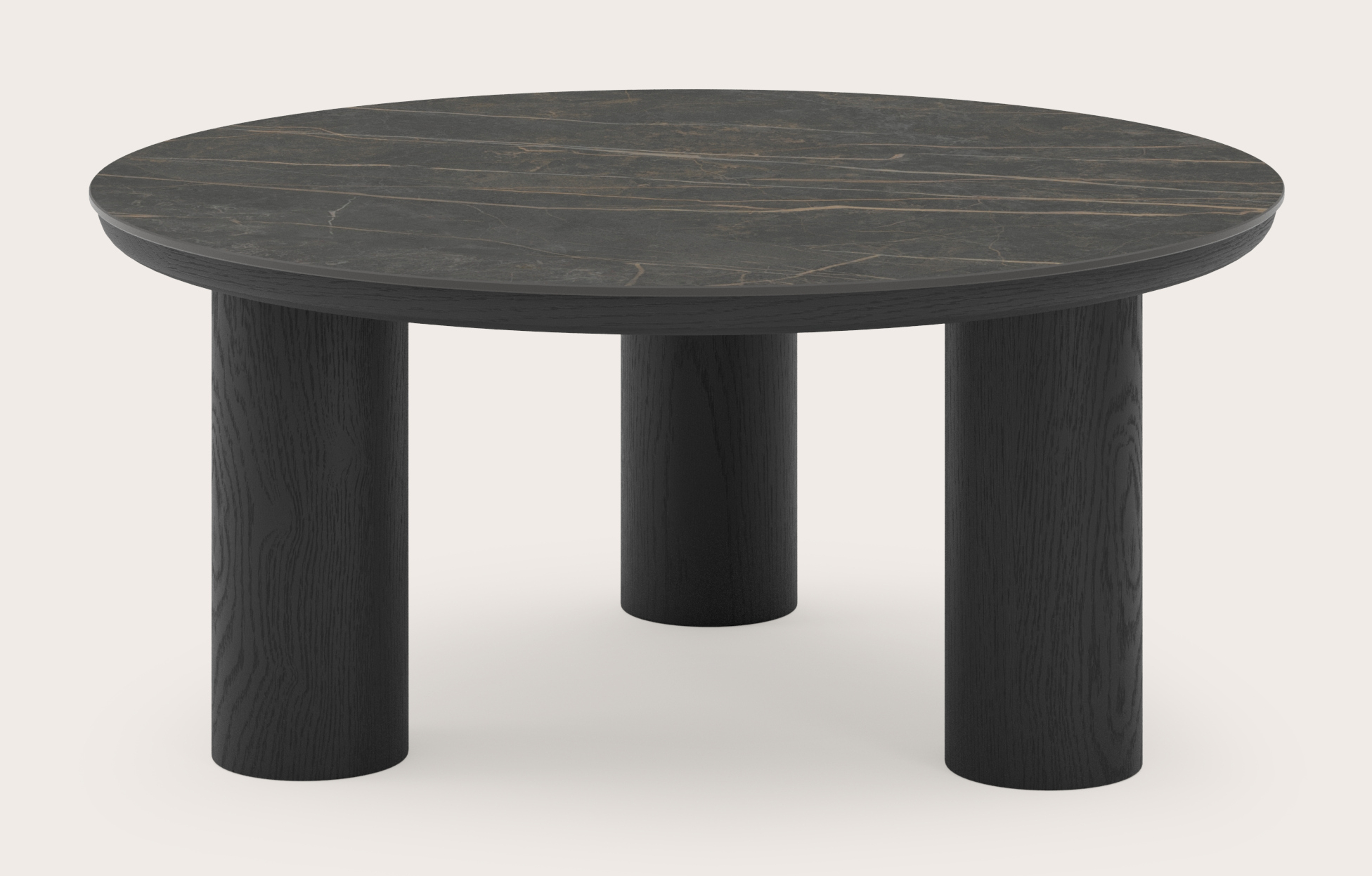 Table basse Amato Rondo XSmall armature avec plateau Ceramo rond en céramique en couleur Black Obsession Ø 75 x 34 cm