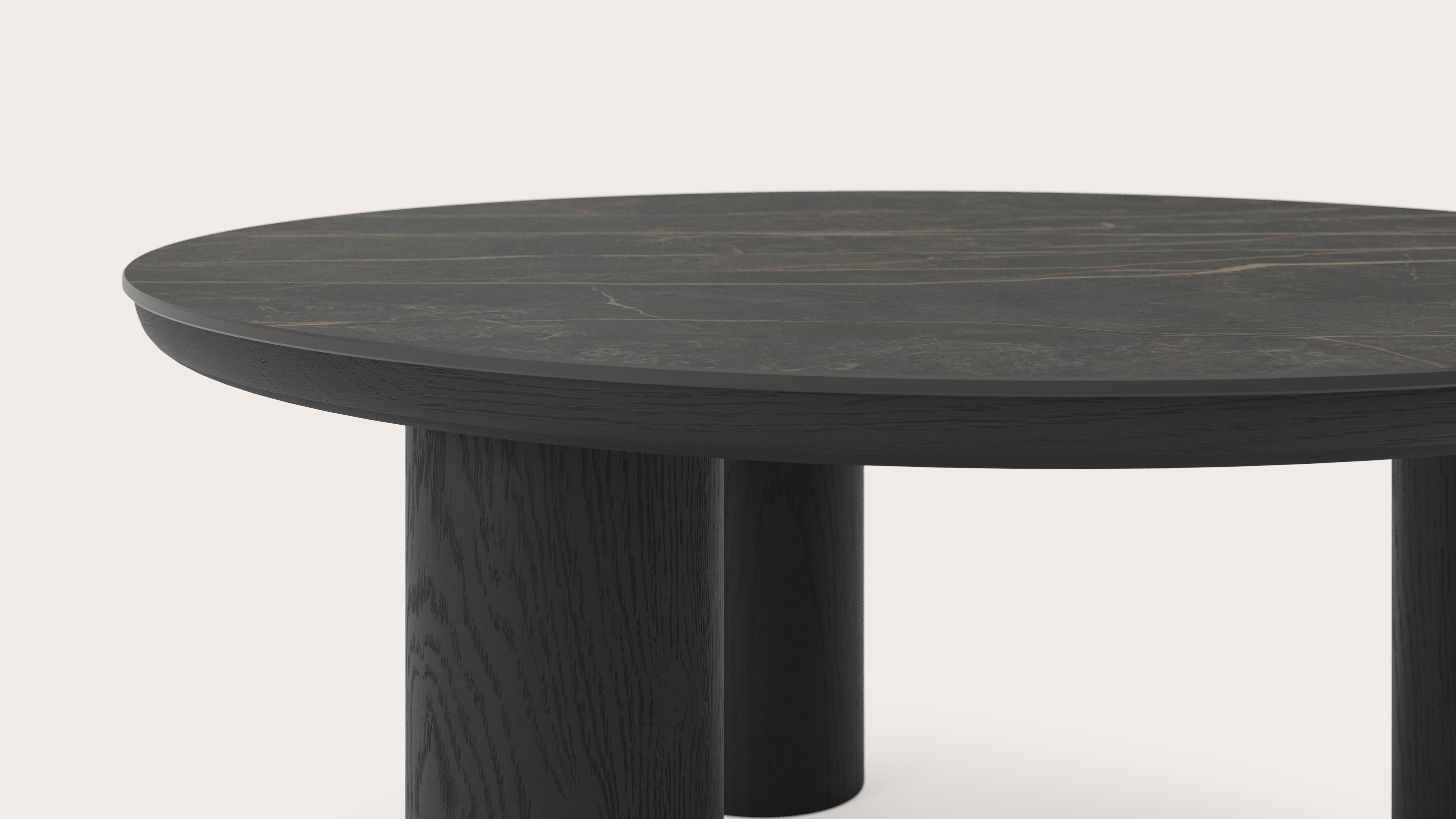 Table basse Amato Rondo XSmall armature avec plateau Ceramo rond en céramique en couleur Black Obsession Ø 75 x 34 cm