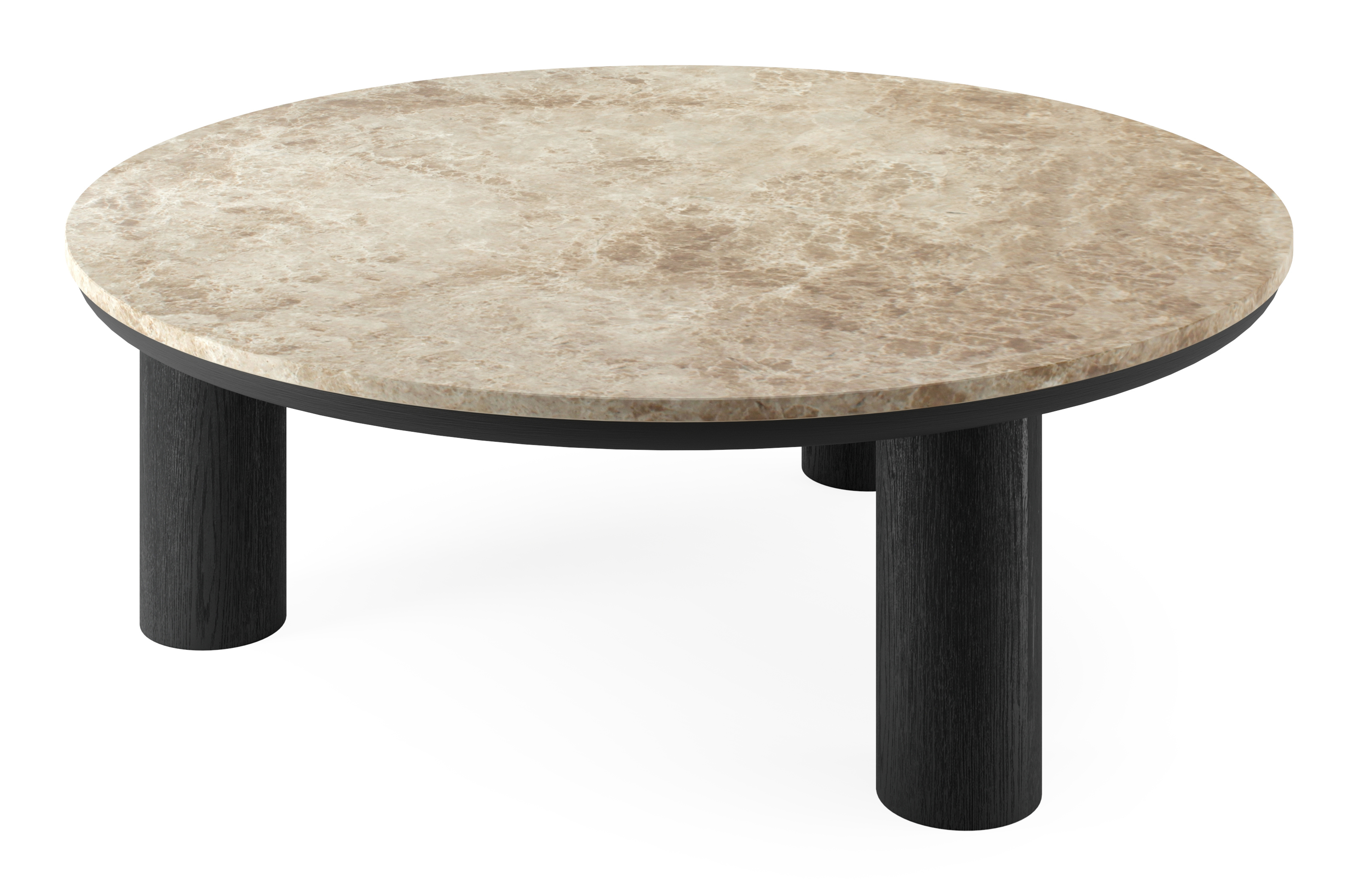 Table basse Amato Rondo XSmall armature avec plateau Pietro rond en marbre en couleur Crystal Light Emperador Ø 100 x 35 cm