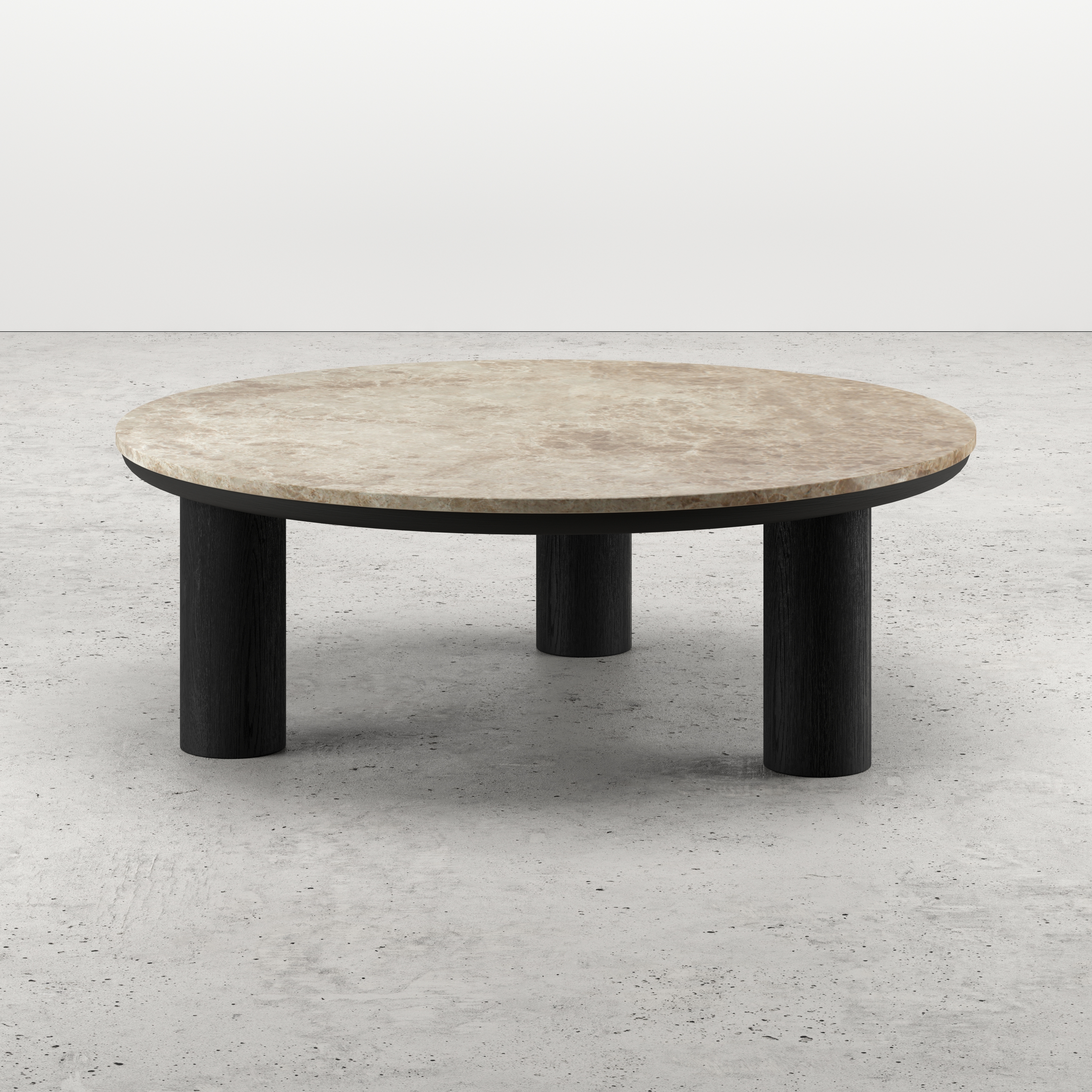 Table basse Amato Rondo XSmall armature avec plateau Pietro rond en marbre en couleur Crystal Light Emperador Ø 100 x 35 cm