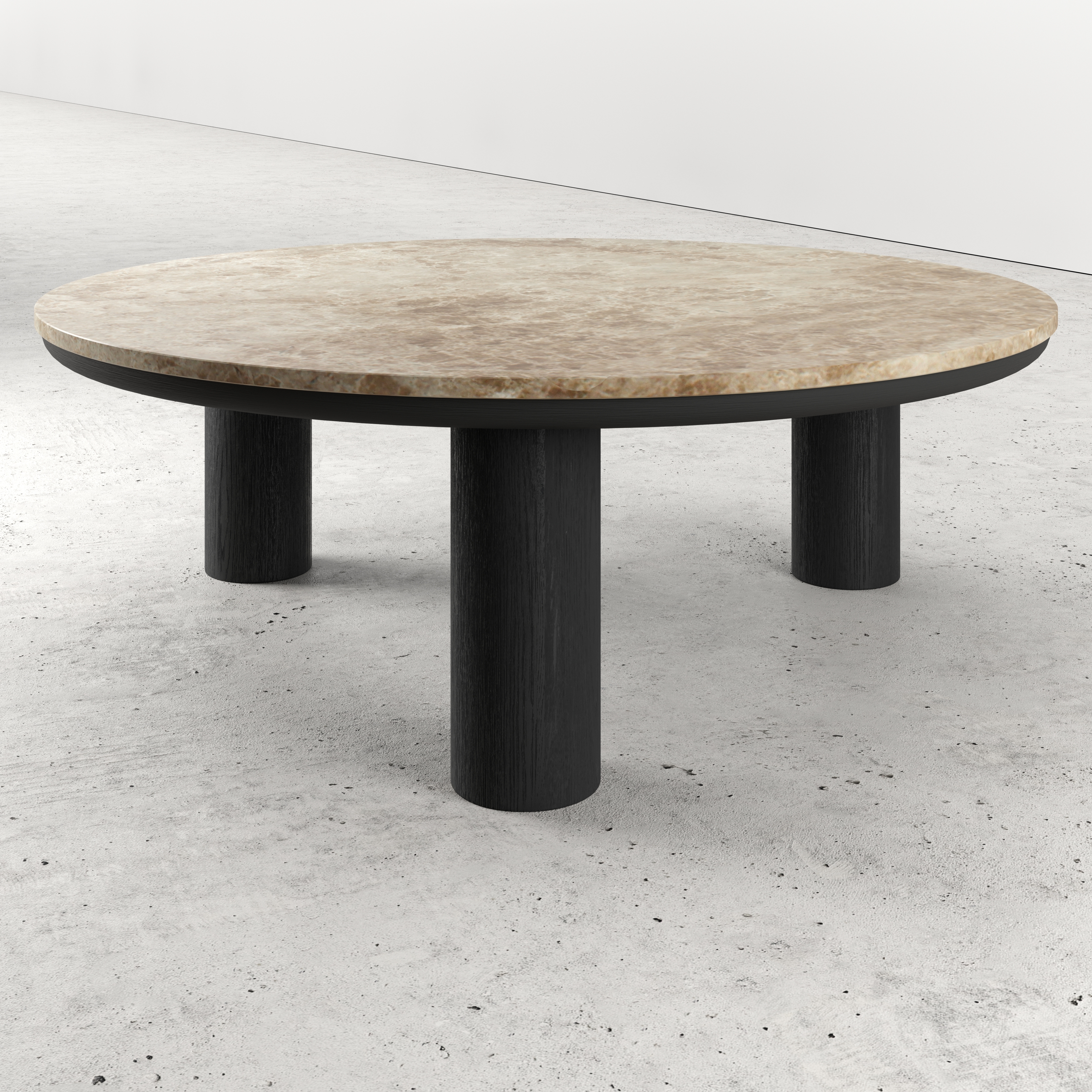 Table basse Amato Rondo XSmall armature avec plateau Pietro rond en marbre en couleur Crystal Light Emperador Ø 100 x 35 cm