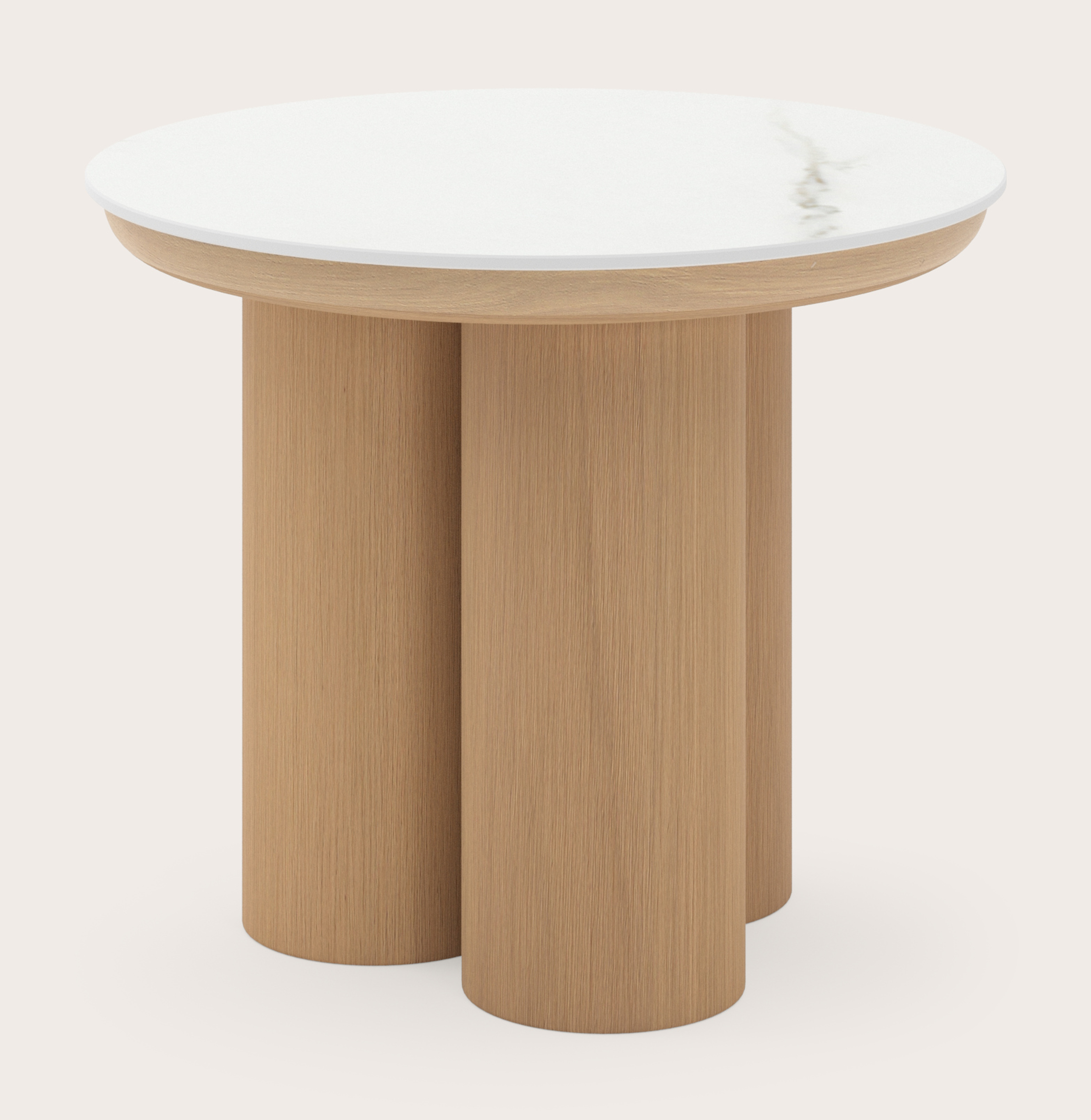 Bijzettafel Amato Rondo XSmall onderstel met rond volkeramisch Ceramo blad in kleur Calacatta Ø 40 x 34 cm