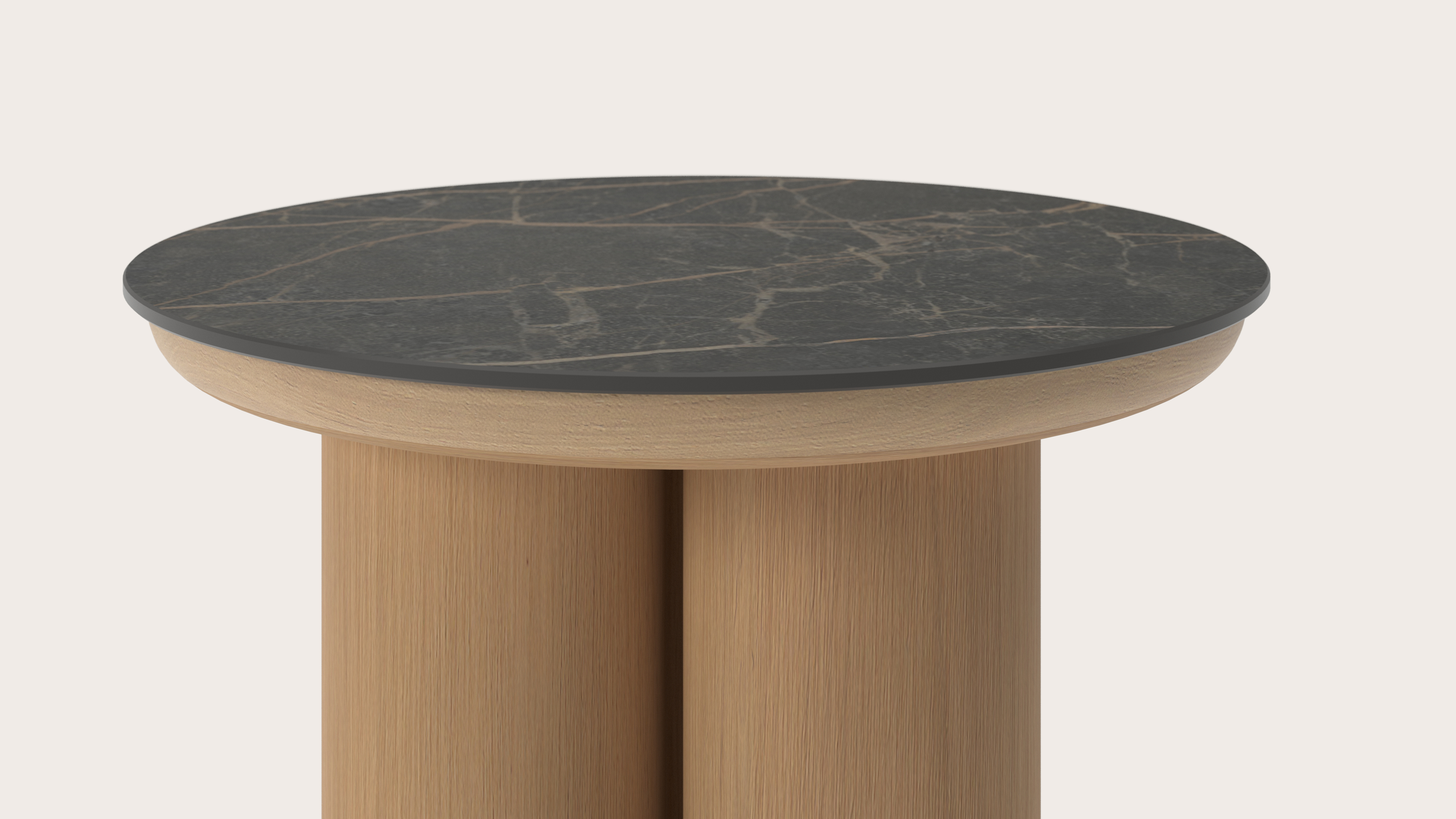 Table d'appoint Amato Rondo XSmall armature avec plateau Ceramo rond en céramique en couleur Black Obsession Ø 40 x 34 cm