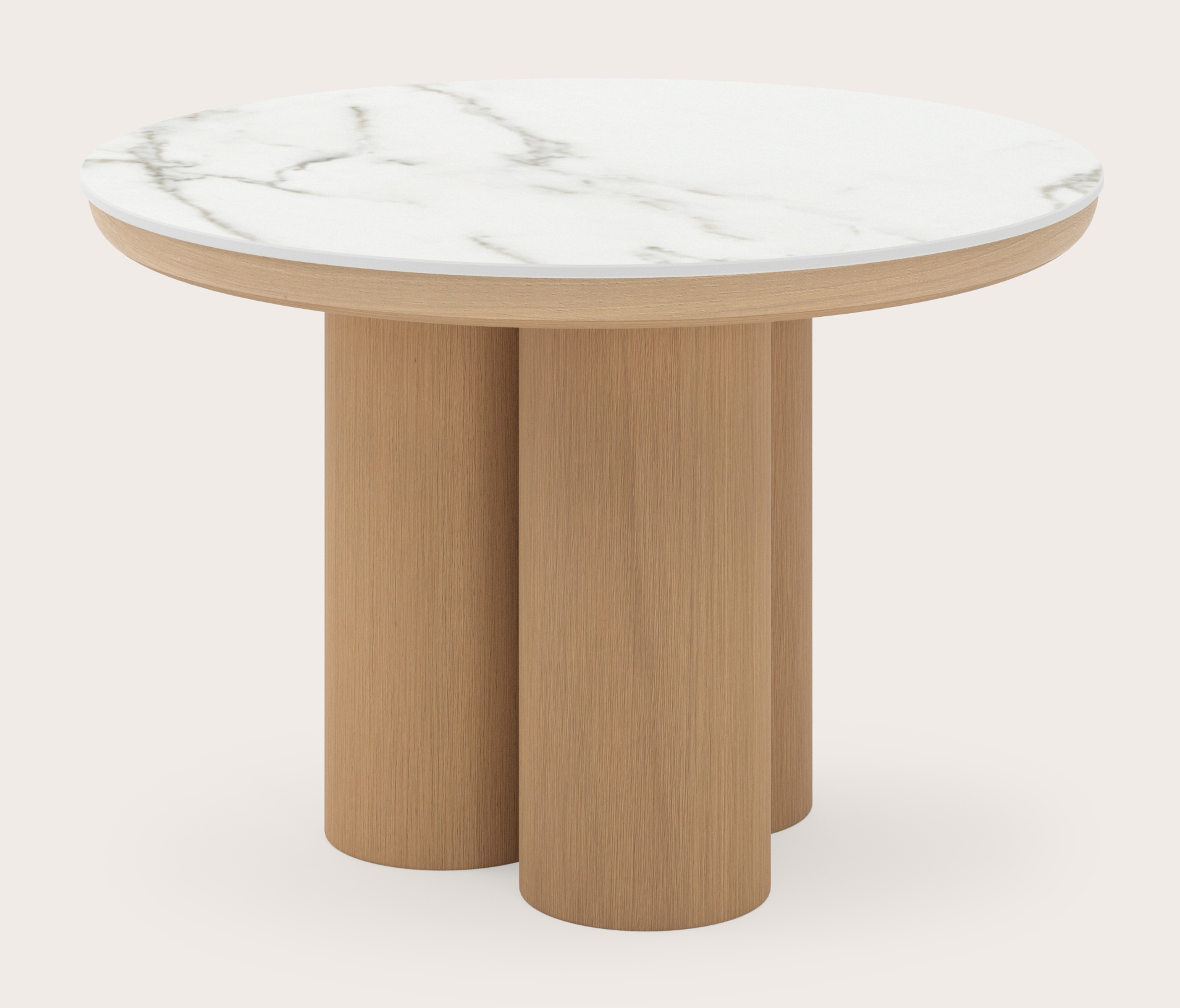 Bijzettafel Amato Rondo XSmall onderstel met rond volkeramisch Ceramo blad in kleur Calacatta Ø 50 x 34 cm