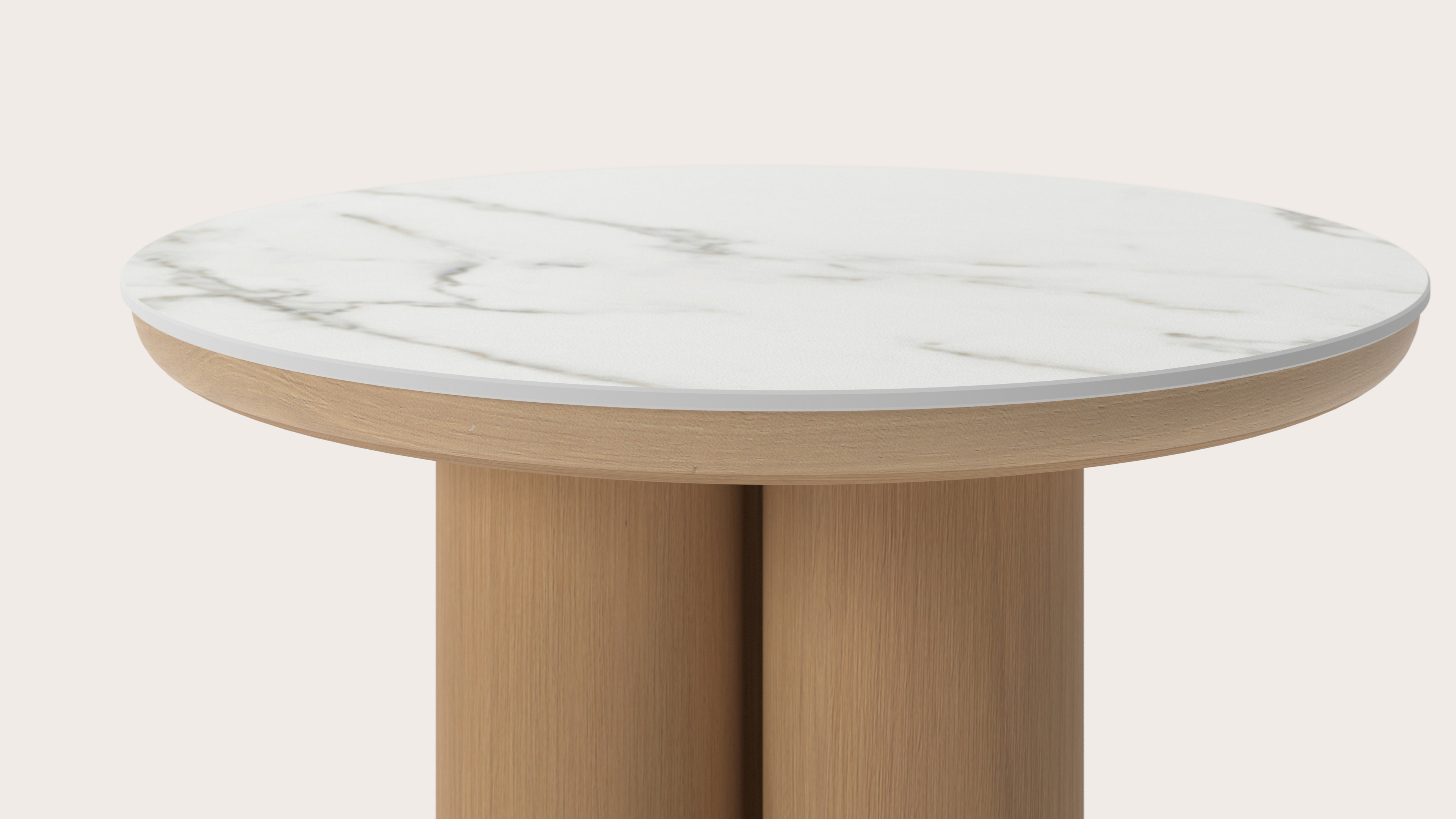 Bijzettafel Amato Rondo XSmall onderstel met rond volkeramisch Ceramo blad in kleur Calacatta Ø 50 x 34 cm