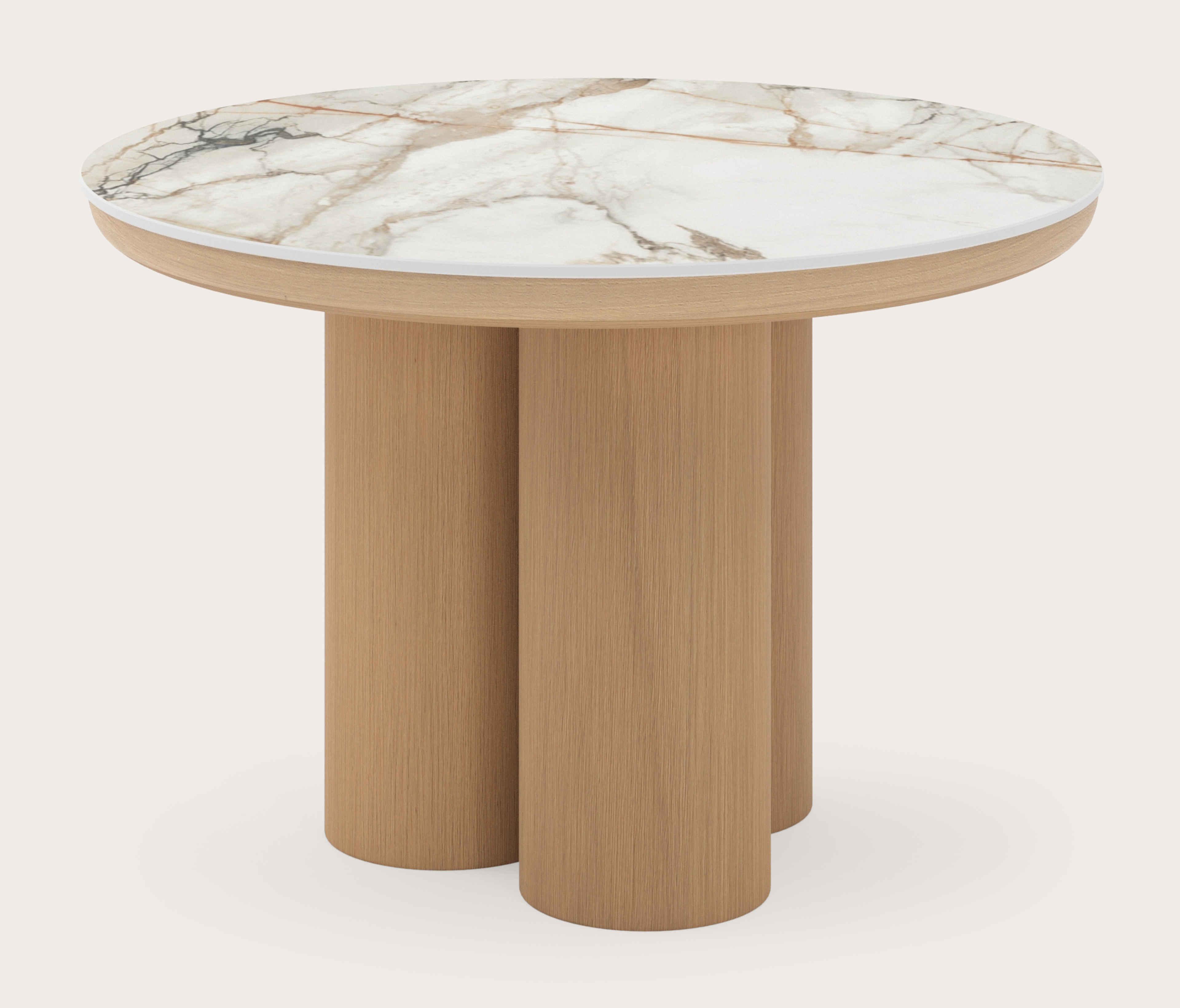 Bijzettafel Amato Rondo XSmall onderstel met rond volkeramisch Ceramo blad in kleur Calacatta Luxe Ø 50 x 34 cm