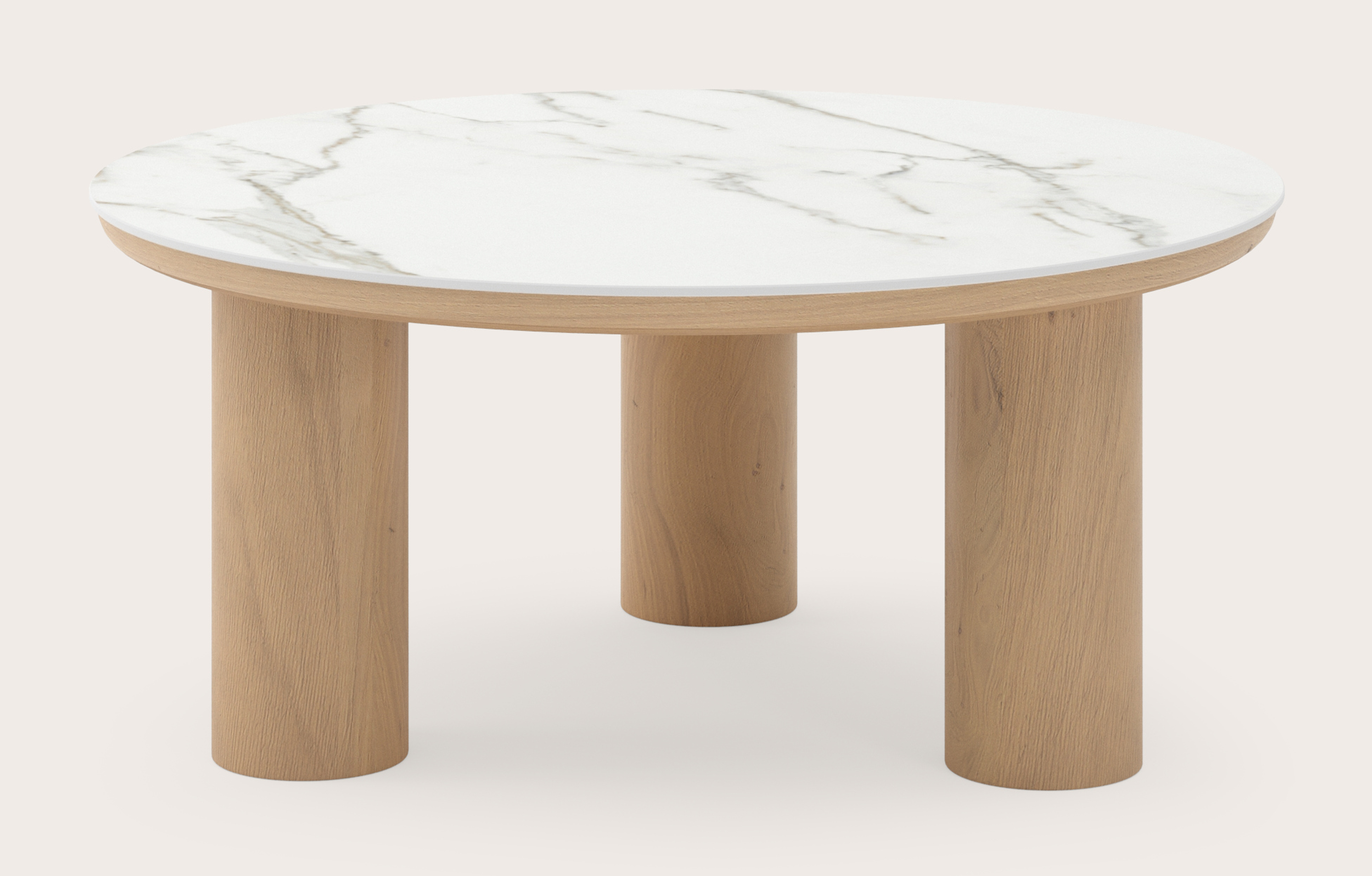 Salontafel Amato Rondo XSmall onderstel met rond volkeramisch Ceramo blad in kleur Calacatta Ø 75 x 34 cm