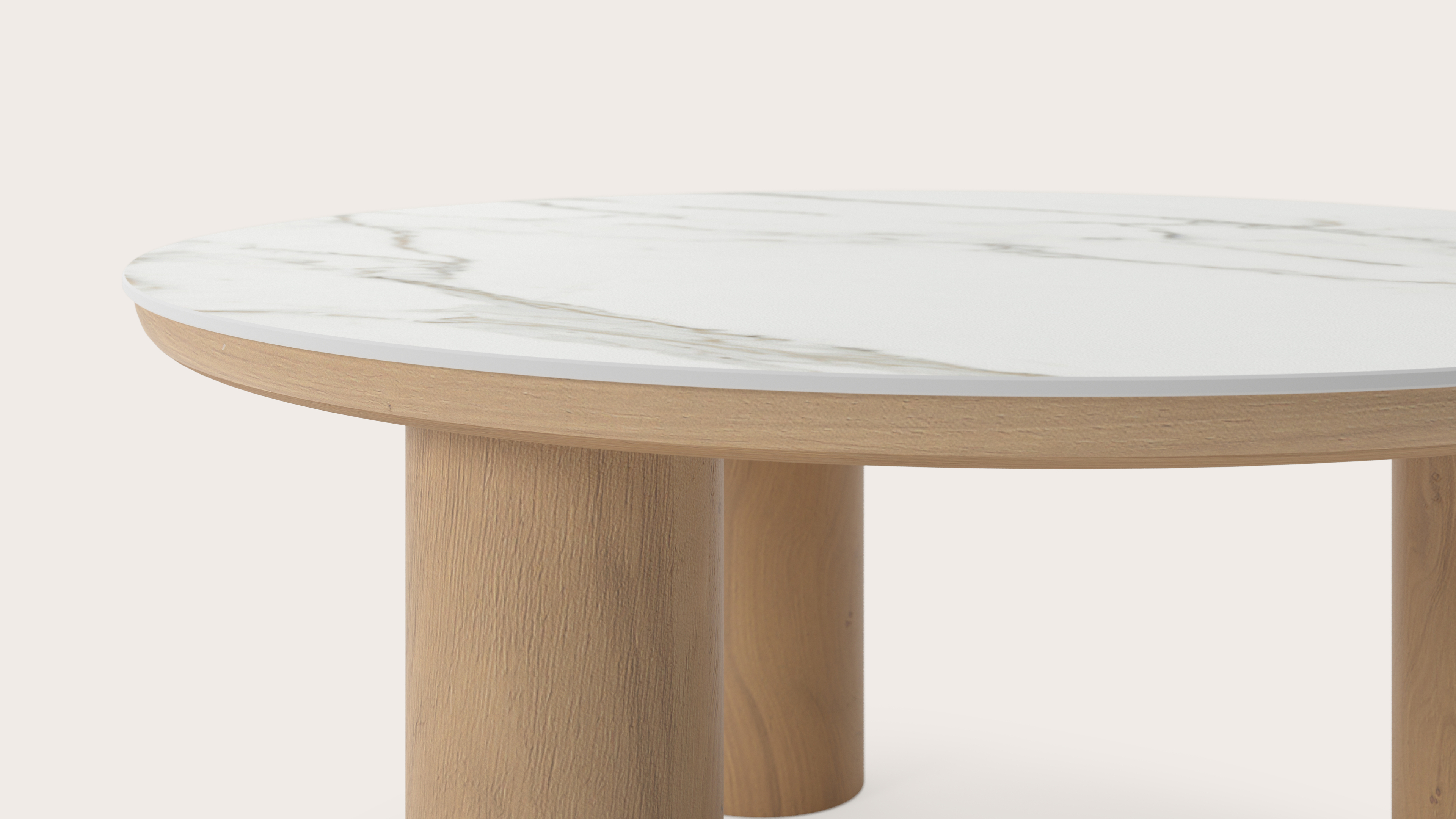 Salontafel Amato Rondo XSmall onderstel met rond volkeramisch Ceramo blad in kleur Calacatta Ø 75 x 34 cm