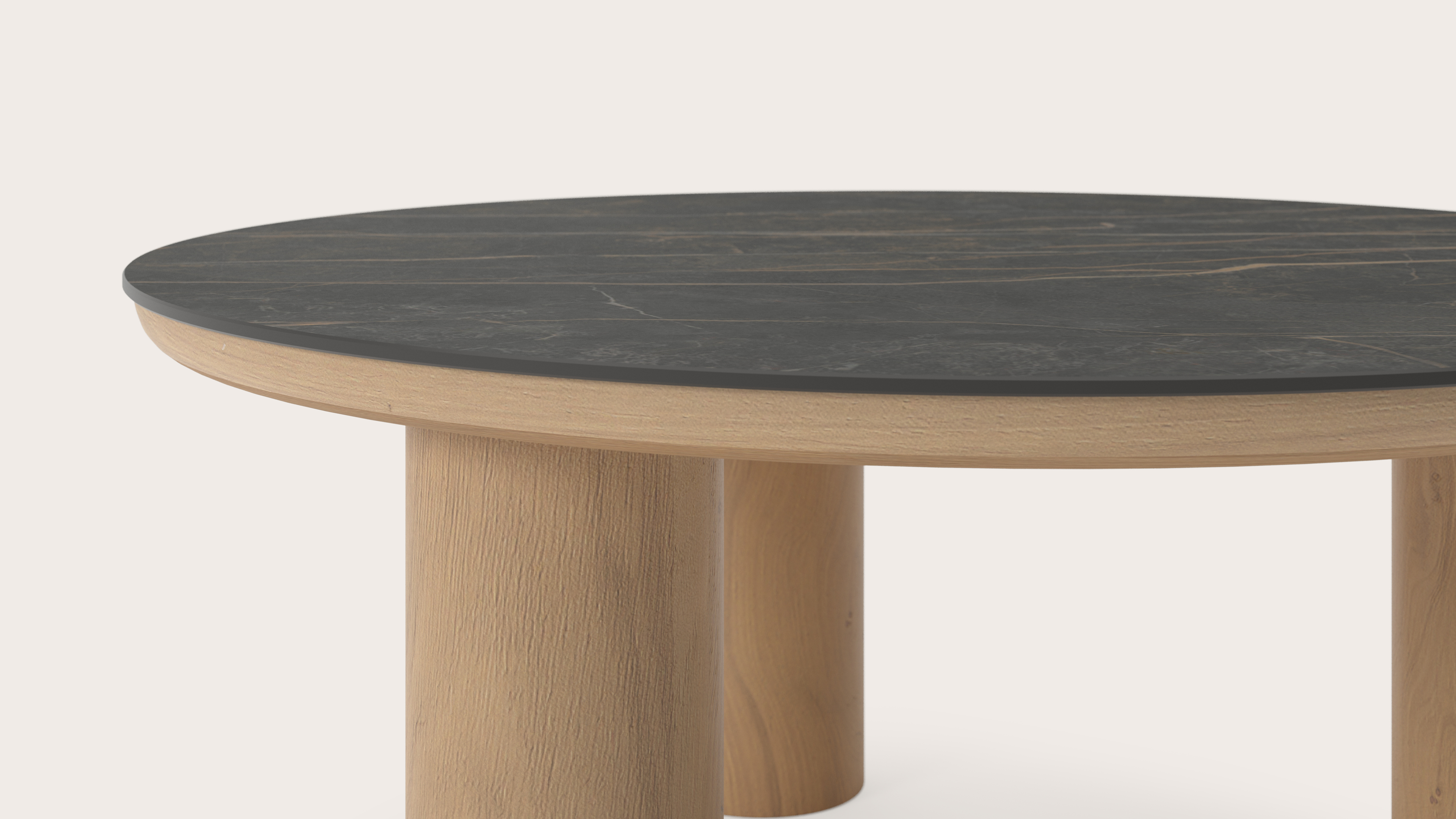 Table basse Amato Rondo XSmall armature avec plateau Ceramo rond en céramique en couleur Black Obsession Ø 75 x 34 cm