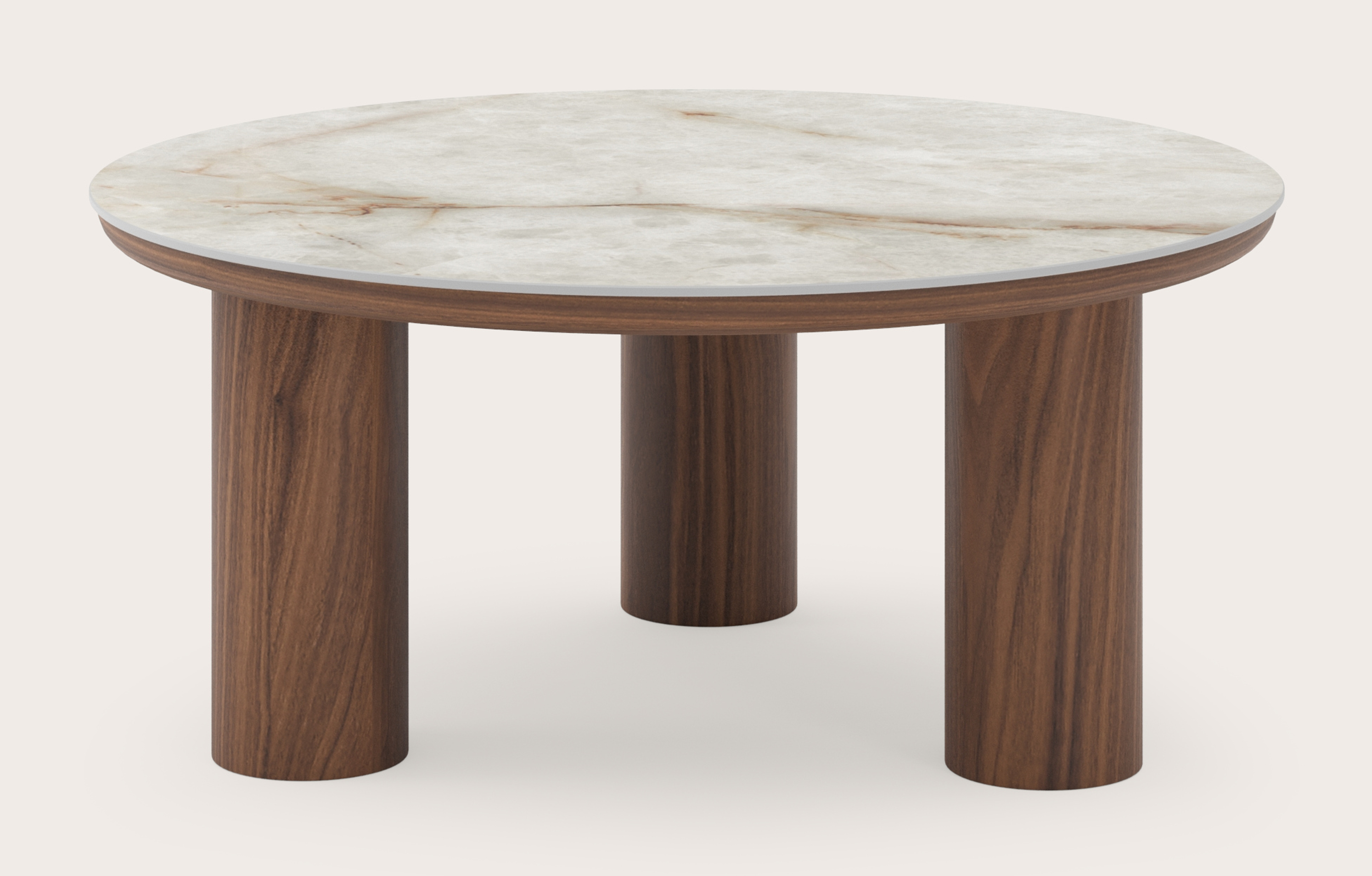 Salontafel Amato Rondo XSmall onderstel met rond volkeramisch Ceramo blad in kleur Himalaya Ø 75 x 34 cm