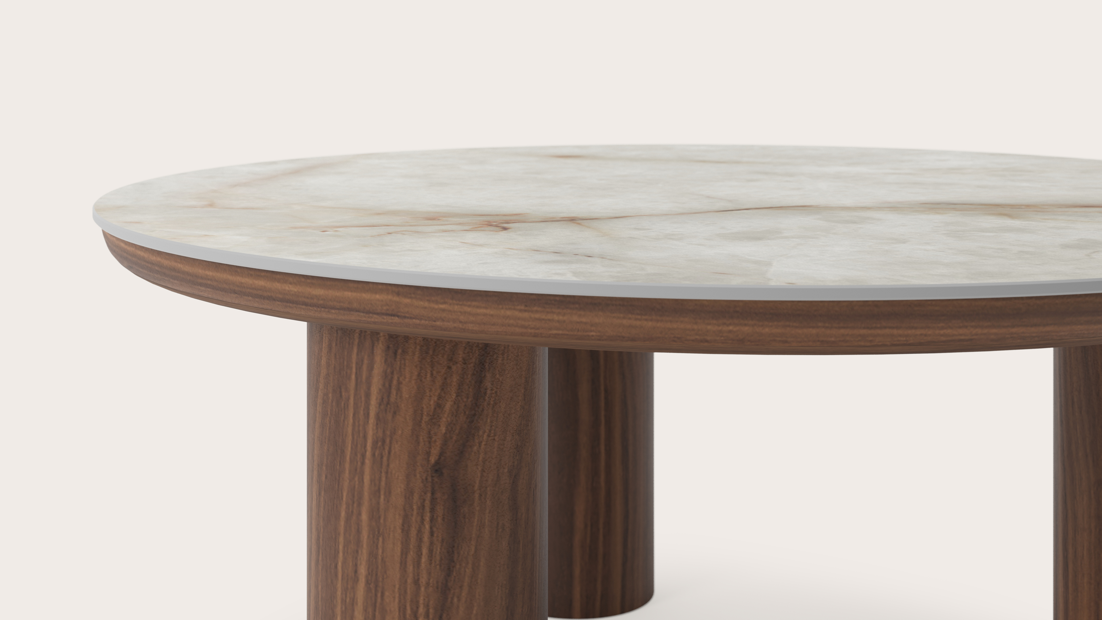 Salontafel Amato Rondo XSmall onderstel met rond volkeramisch Ceramo blad in kleur Himalaya Ø 75 x 34 cm