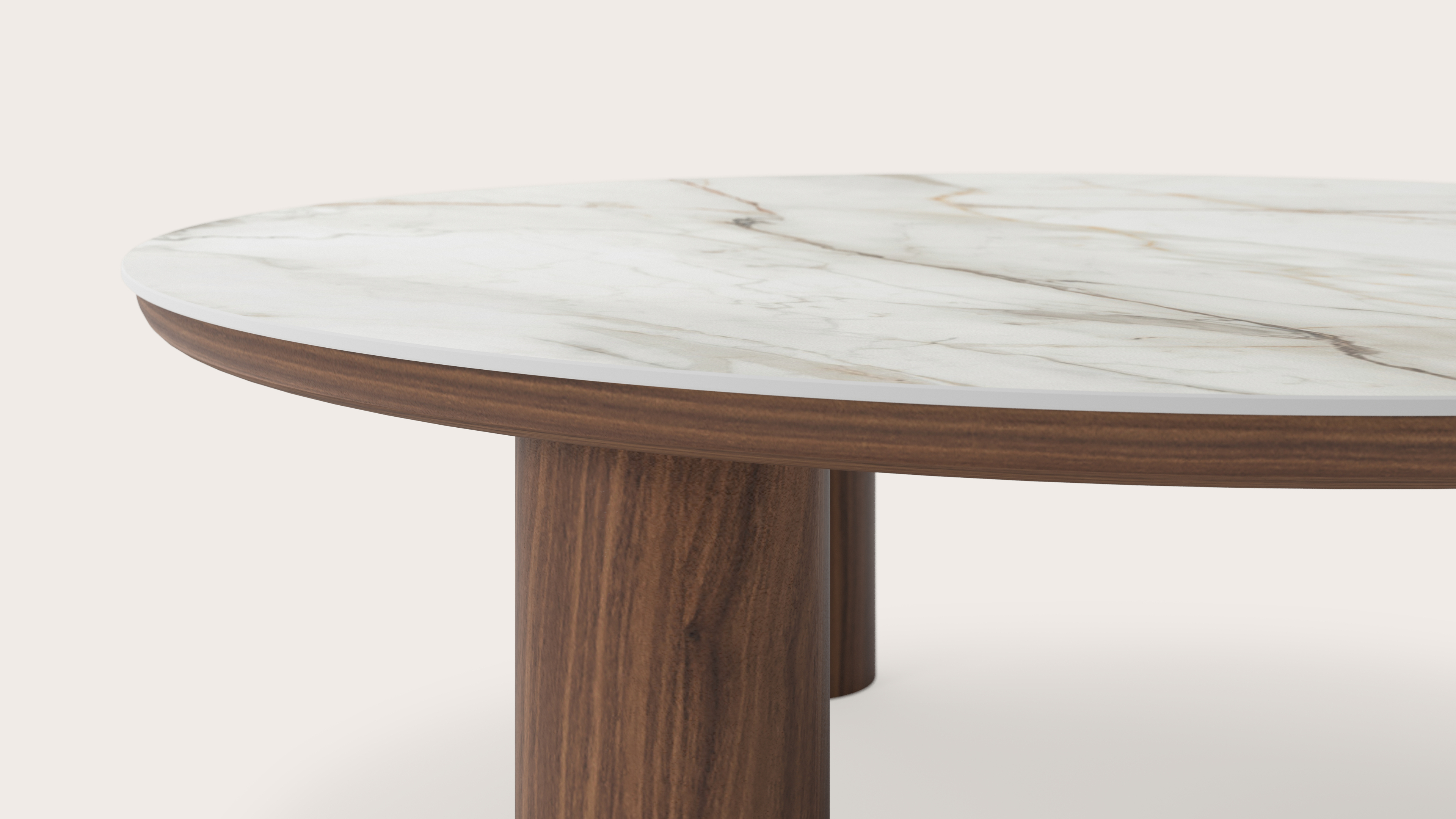 Salontafel Amato Rondo XSmall onderstel met rond volkeramisch Ceramo blad in kleur Calacatta Luxe Ø 100 x 34 cm
