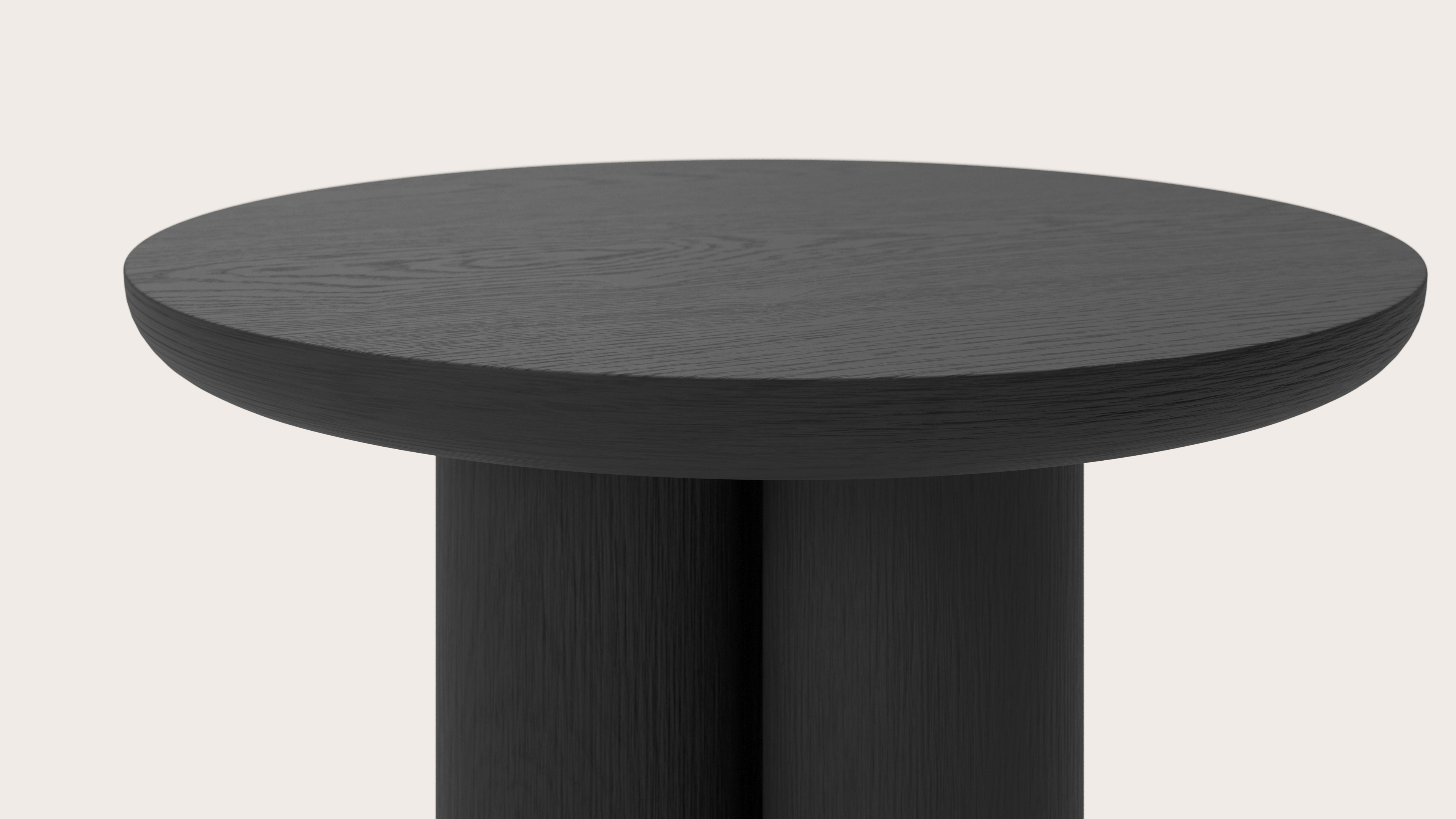 Bijzettafel Amato XSmall Rondo onderstel met rond Amato blad in zwarte eik Ø50 x 39 cm