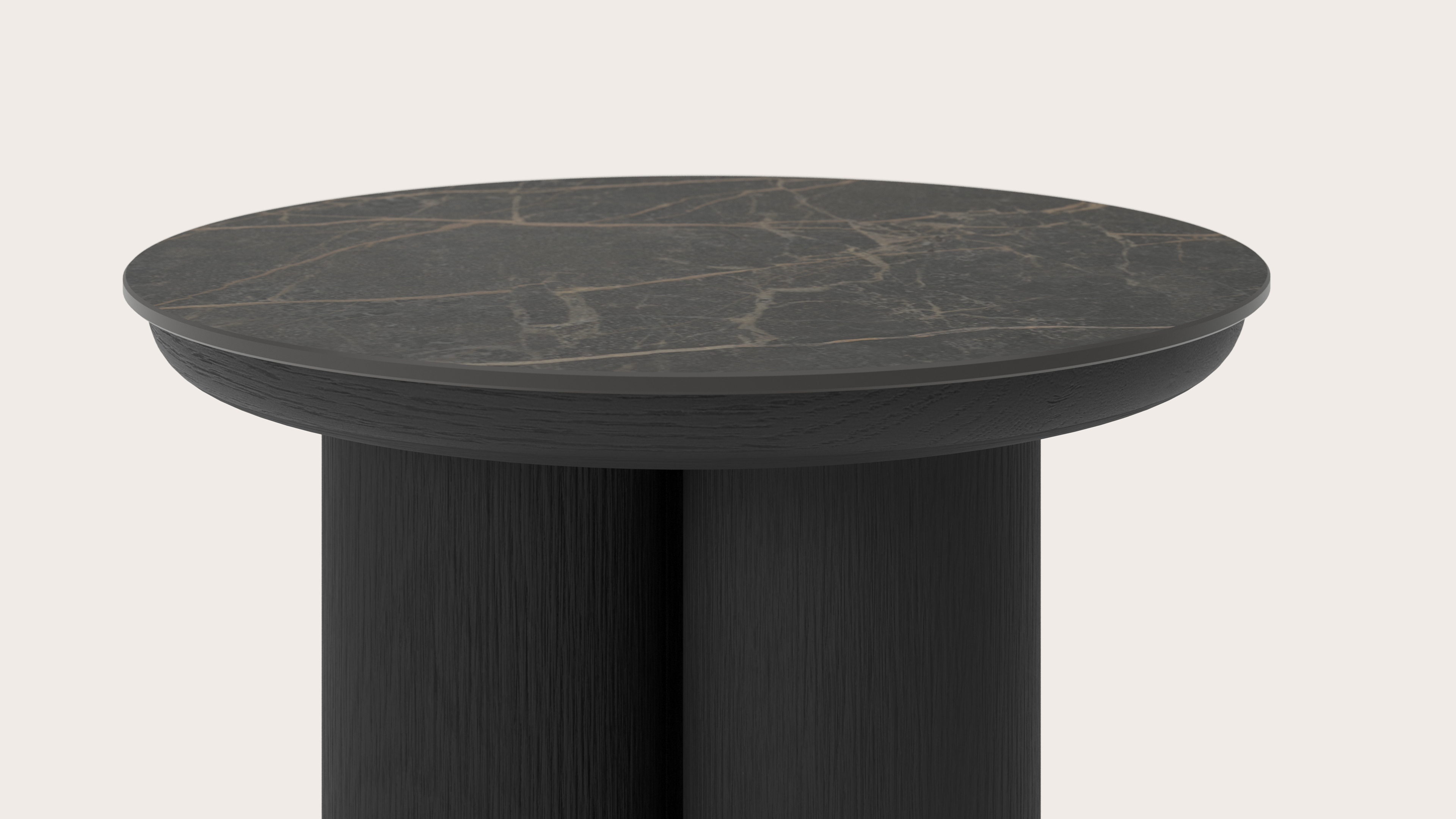 Table d'appoint Amato Rondo XSmall armature avec plateau Ceramo rond en céramique en couleur Black Obsession Ø 40 x 39 cm