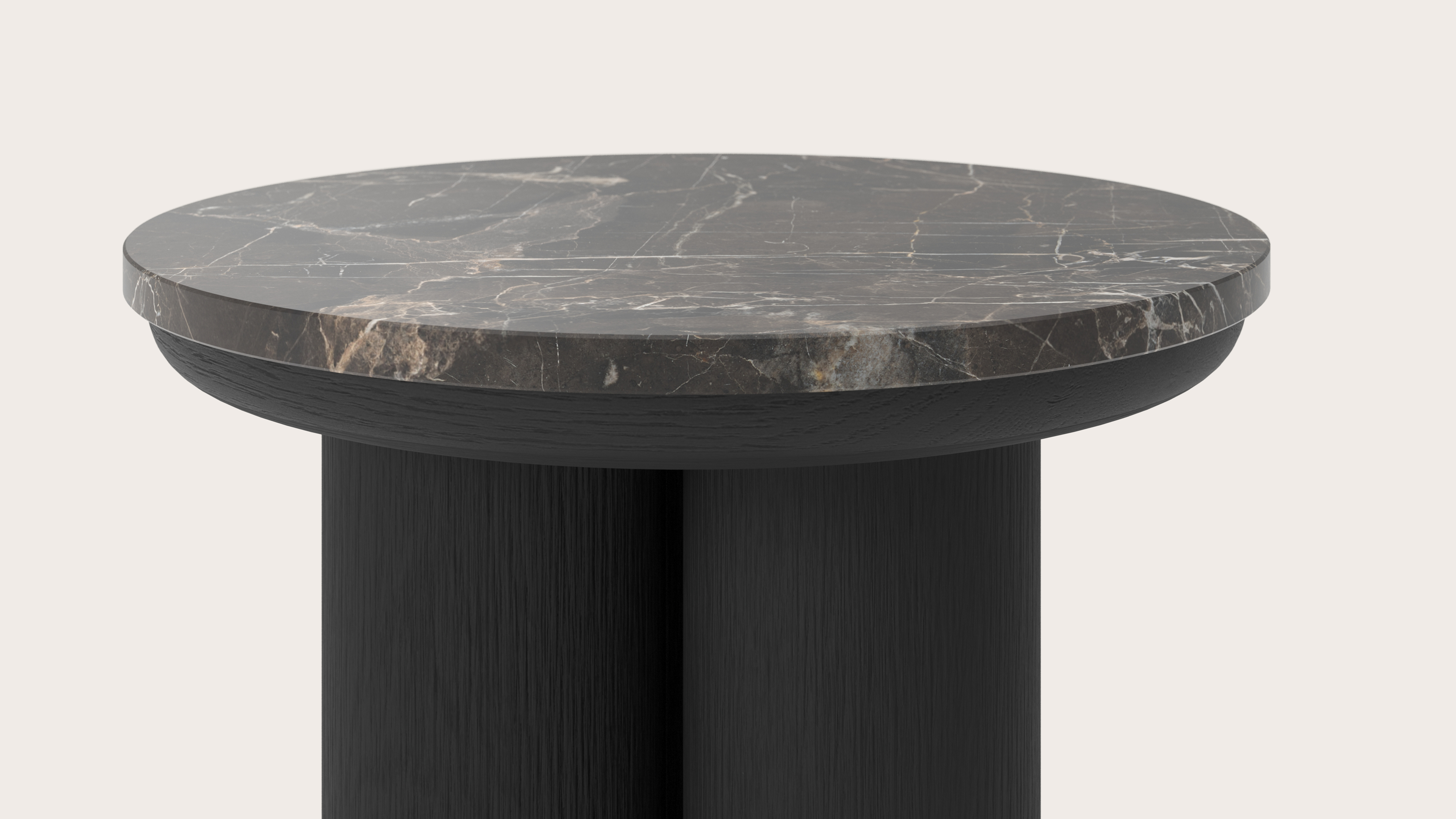 Bijzettafel Amato Rondo XSmall onderstel met rond Pietro blad in marmer kleur Dark Coffee Ø 40 x 40 cm