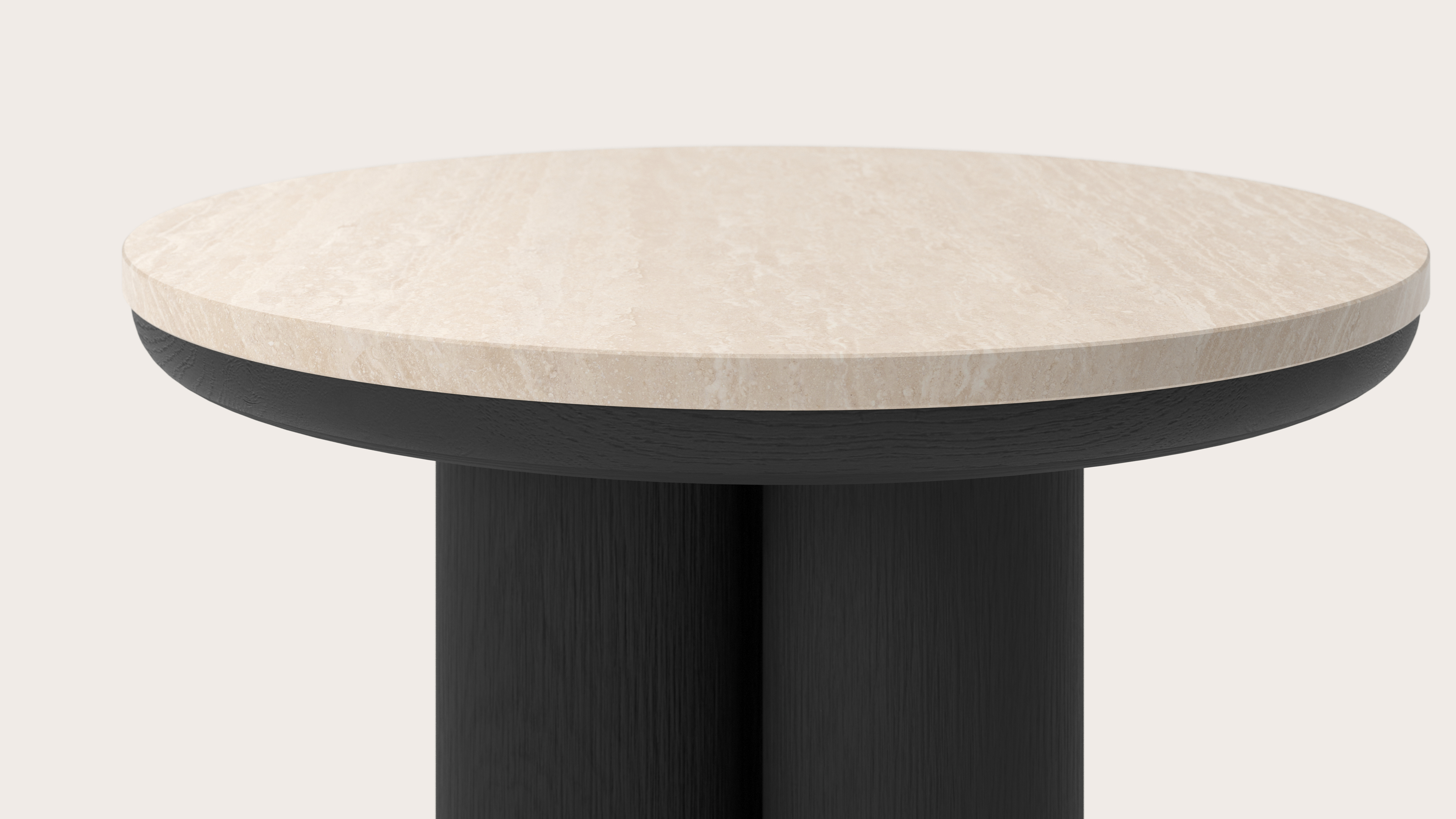 Bijzettafel Amato Rondo XSmall onderstel met rond Pietro blad in marmer kleur Travertin Ø 50 x 40 cm