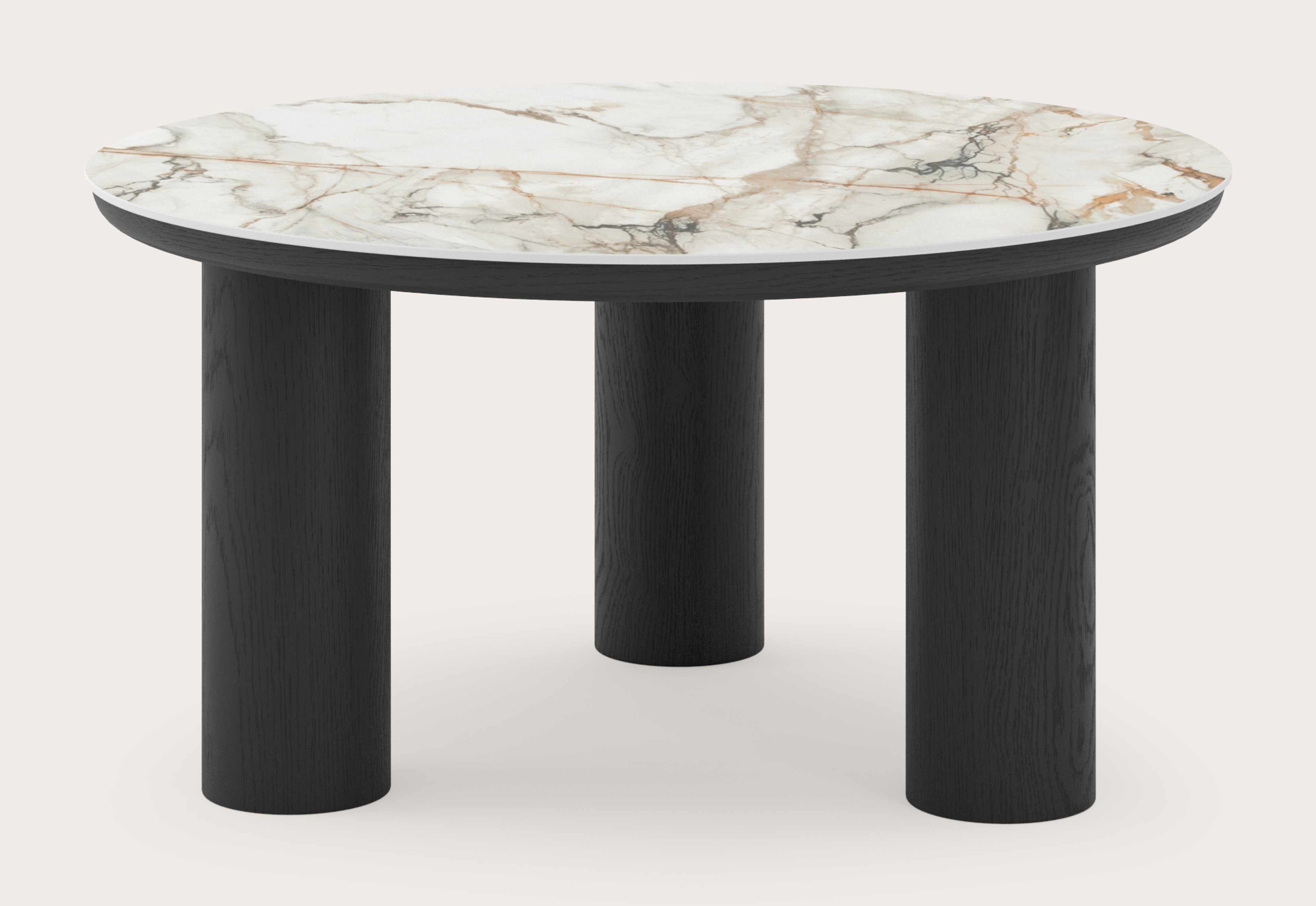 Salontafel Amato Rondo XSmall onderstel met rond Ceramo blad in keramiek kleur Calacatta Luxe Ø 75 x 39 cm