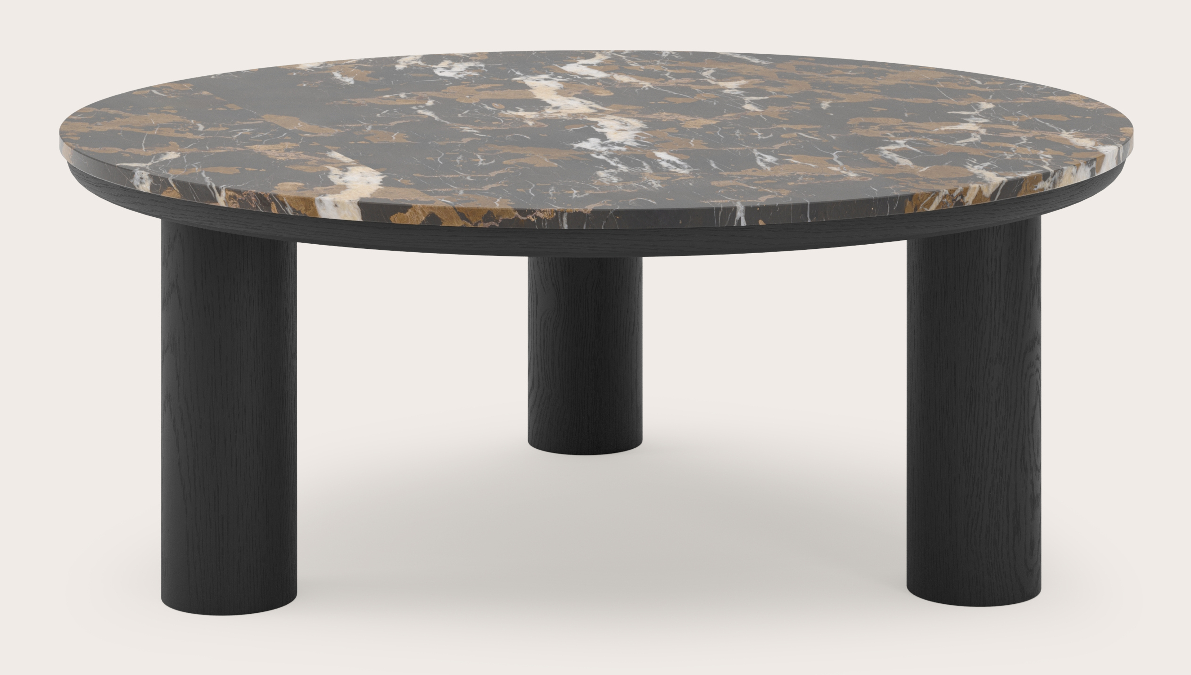 Table basse Amato Rondo XSmall armature avec plateau Pietro rond en marbre en couleur Portoro Brown Ø 100 x 40 cm