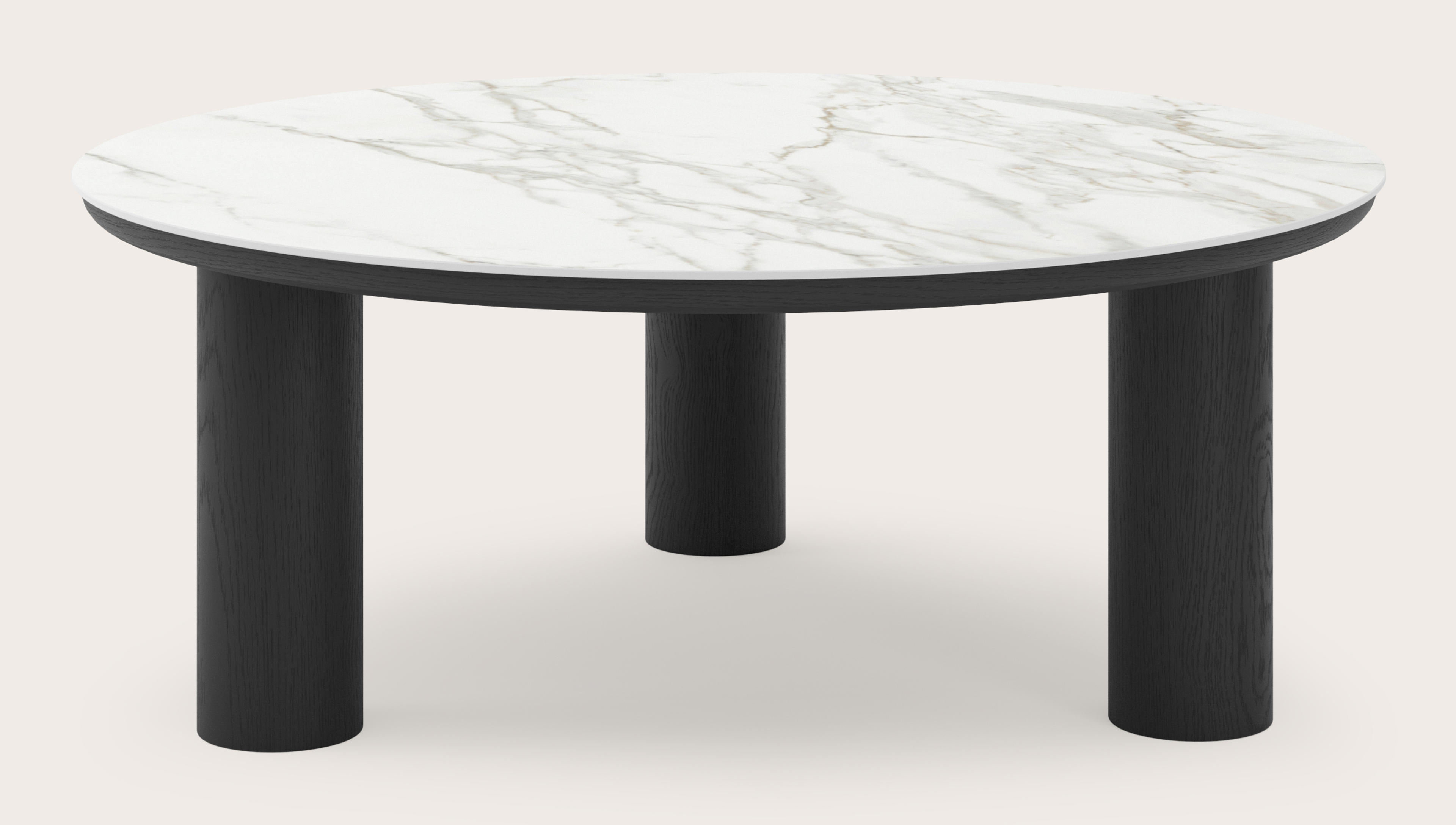Table basse Amato Rondo XSmall armature avec plateau Ceramo rond en céramique en couleur Calacatta Ø 100 x 39 cm