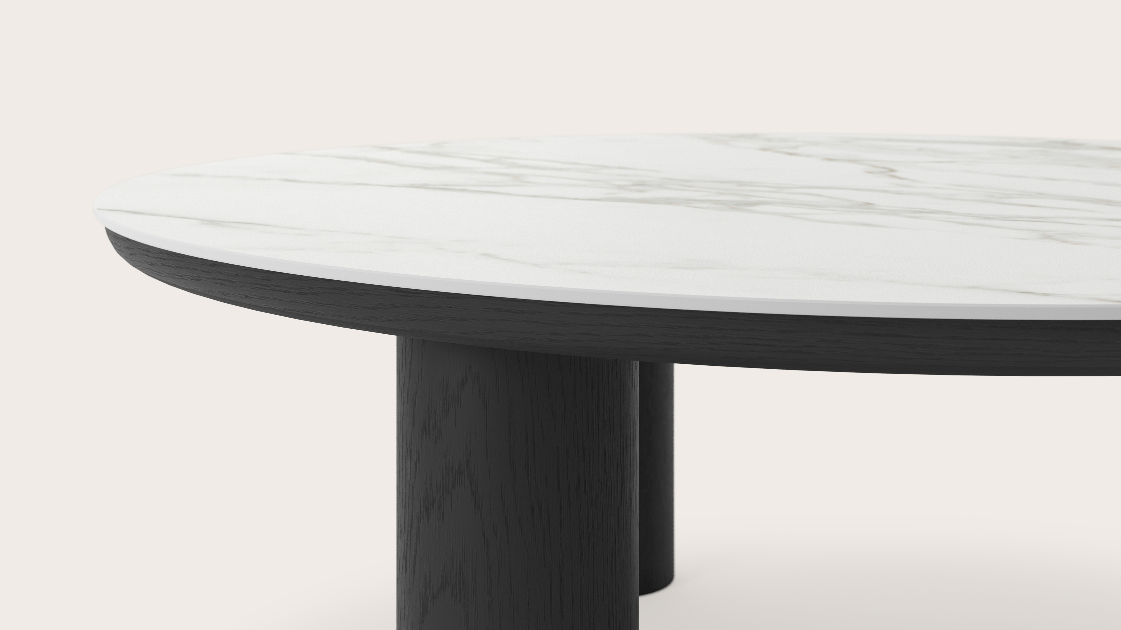 Table basse Amato Rondo XSmall armature avec plateau Ceramo rond en céramique en couleur Calacatta Ø 100 x 39 cm