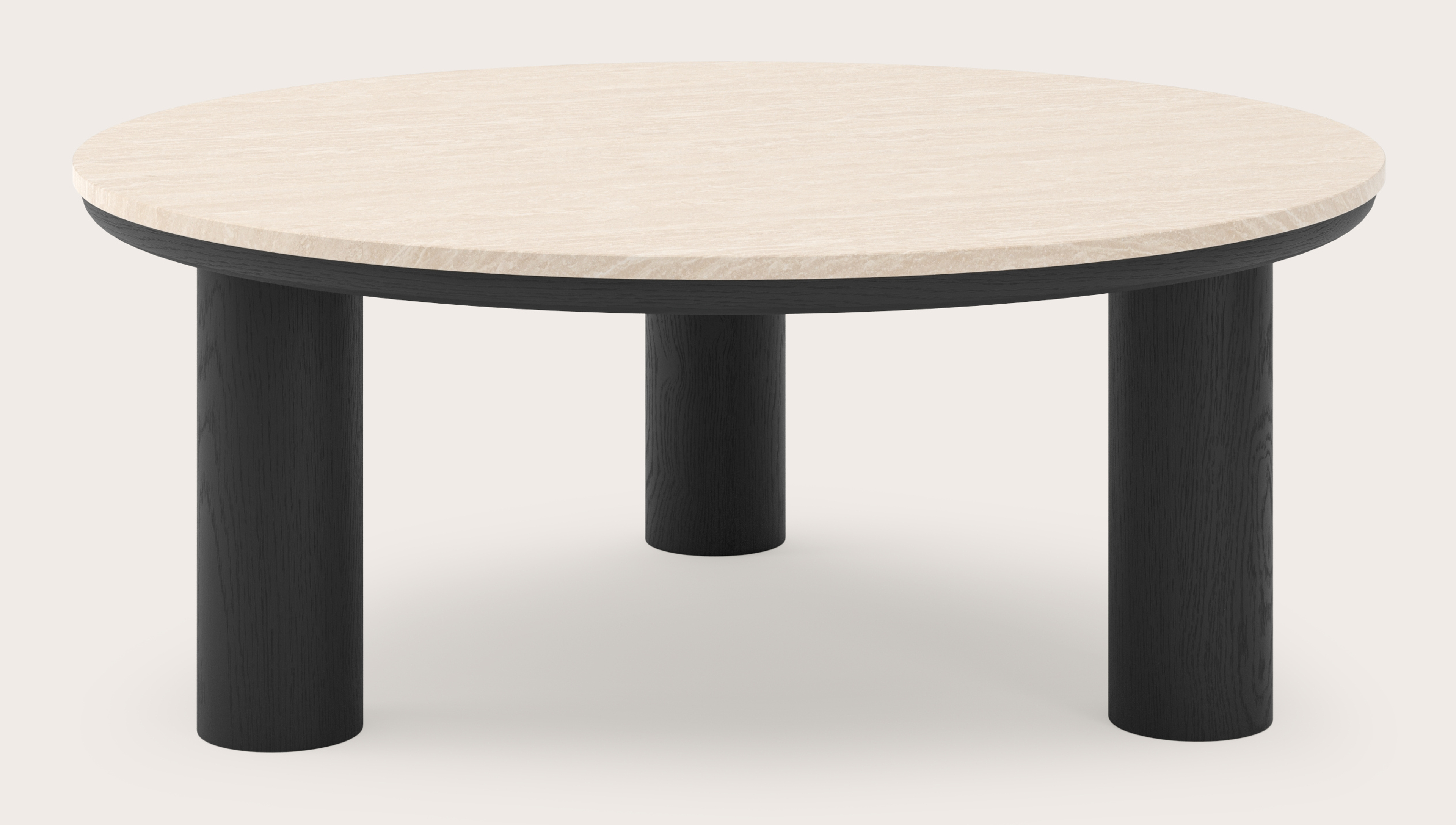 Table basse Amato Rondo XSmall armature avec plateau Pietro rond en marbre en couleur Travertin Ø 100 x 40 cm