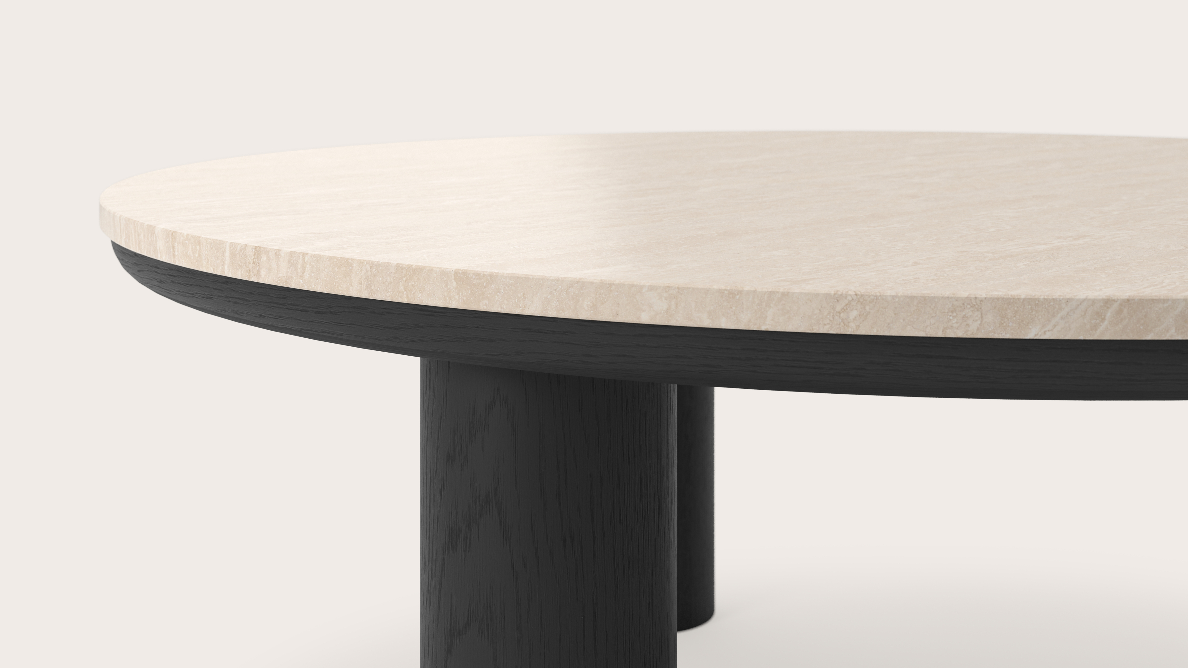 Table basse Amato Rondo XSmall armature avec plateau Pietro rond en marbre en couleur Travertin Ø 100 x 40 cm