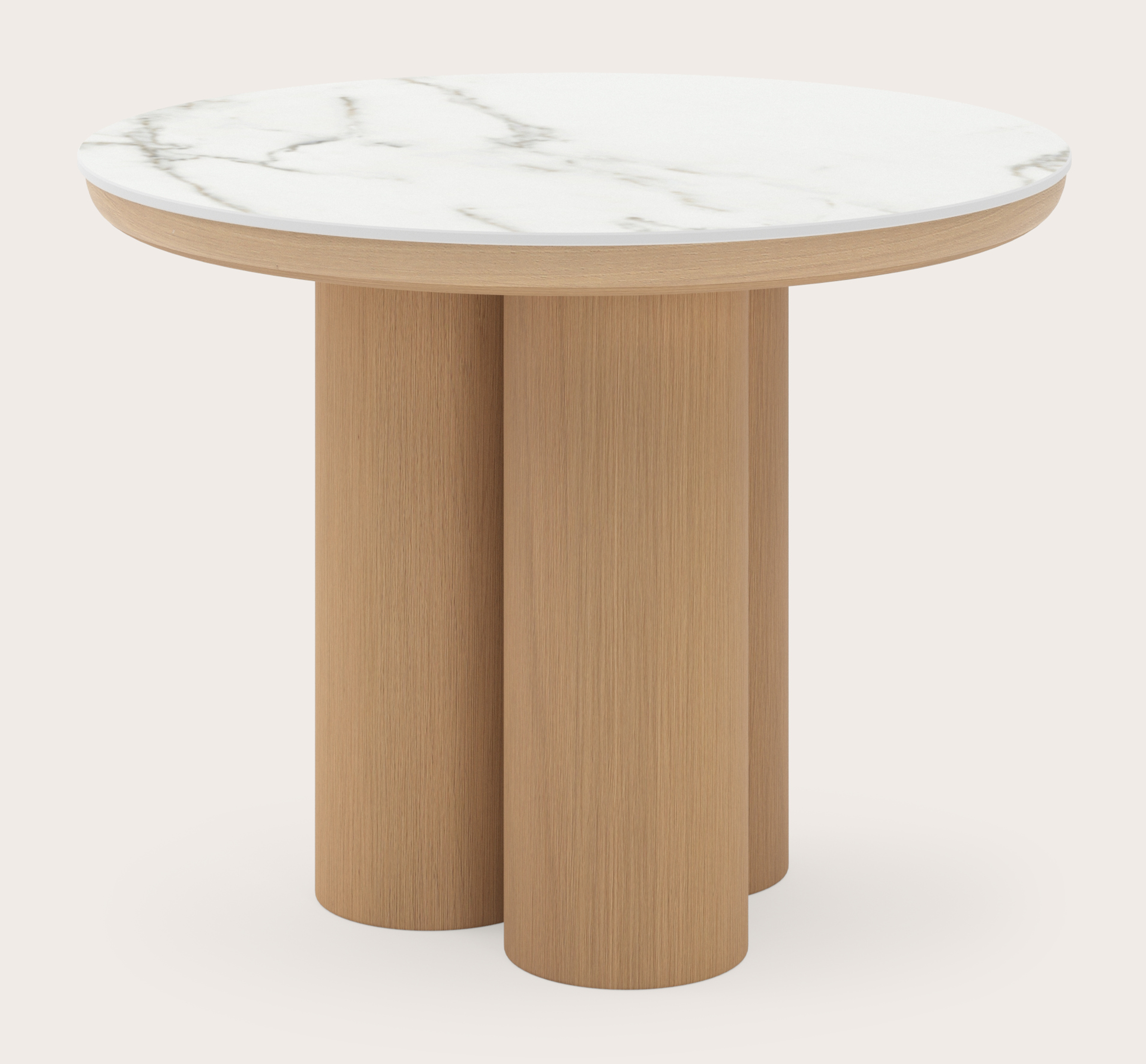 Table d'appoint Amato Rondo XSmall armature avec plateau Ceramo rond en céramique en couleur Calacatta Ø 50 x 39 cm